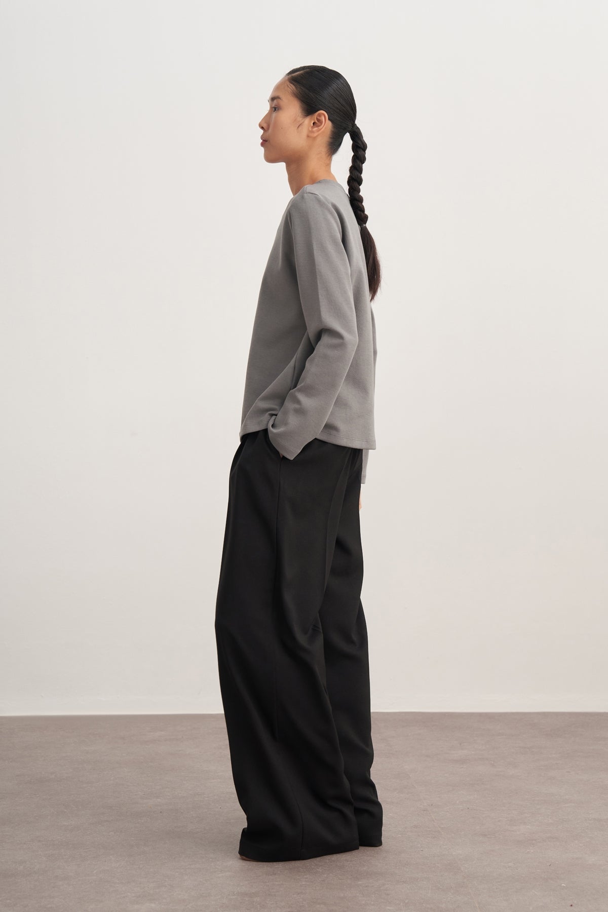 Kadın İnterlok Uzun Kollu Body Füme