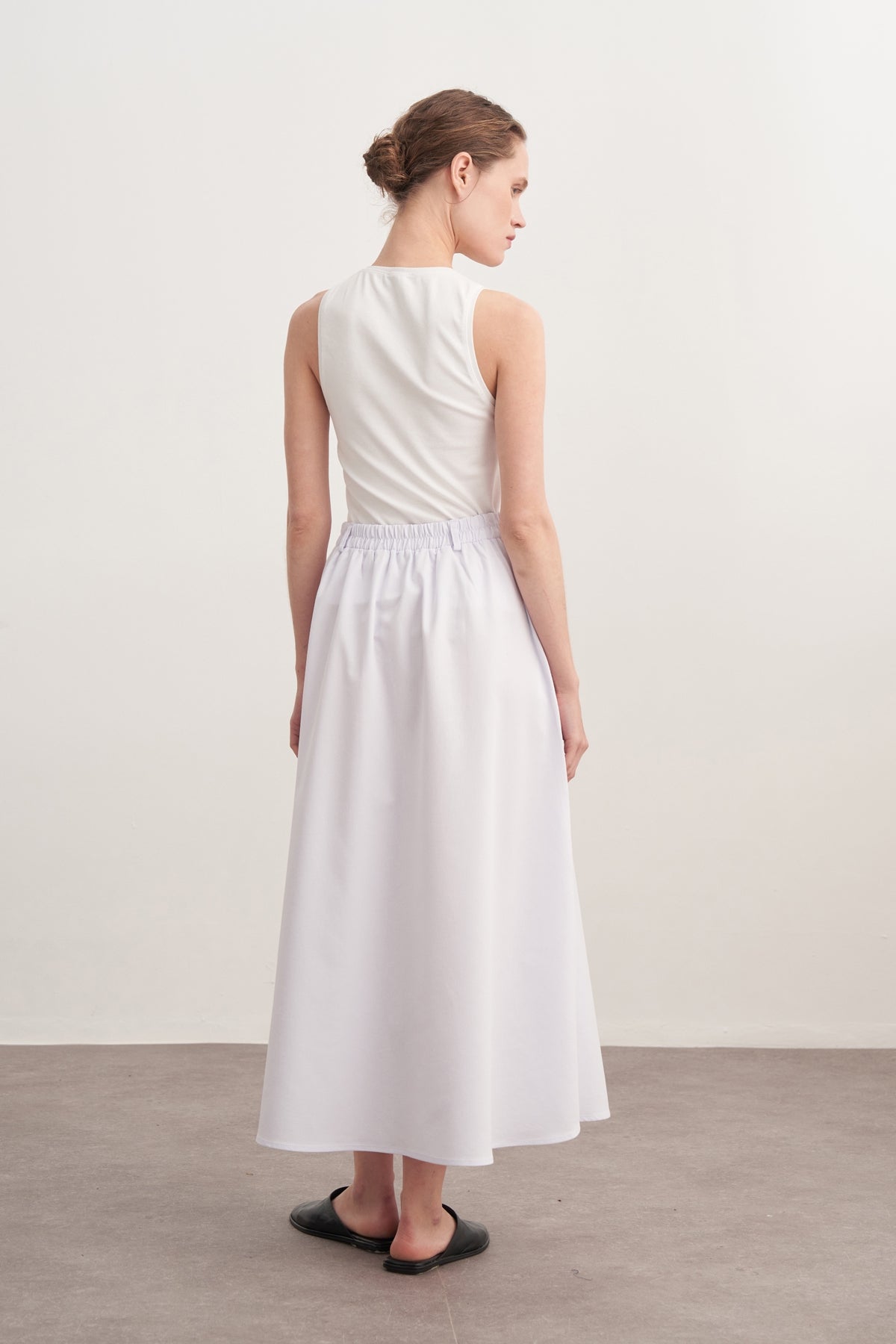 Kadın Gabardin Pilikaşe Etek Optik Beyaz