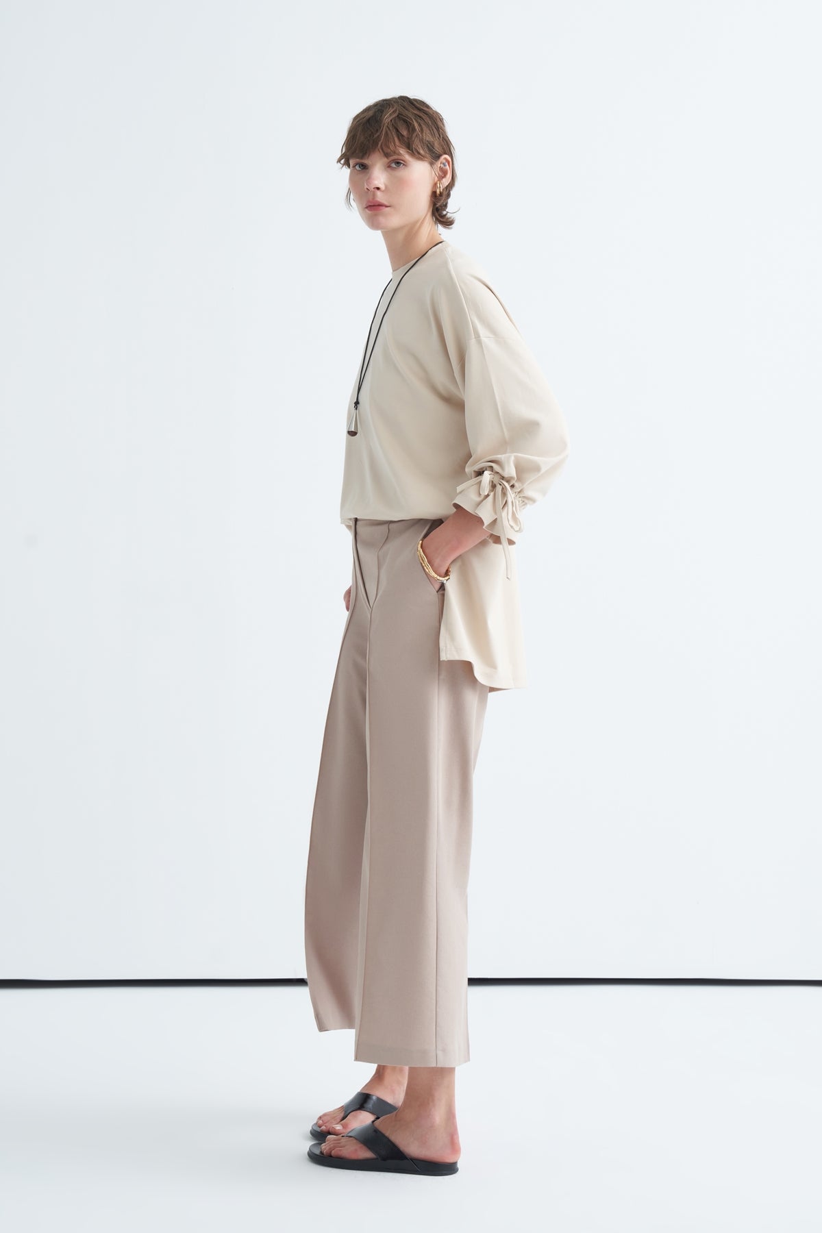 Kadın Gabardin Culotte Pantolon Bej