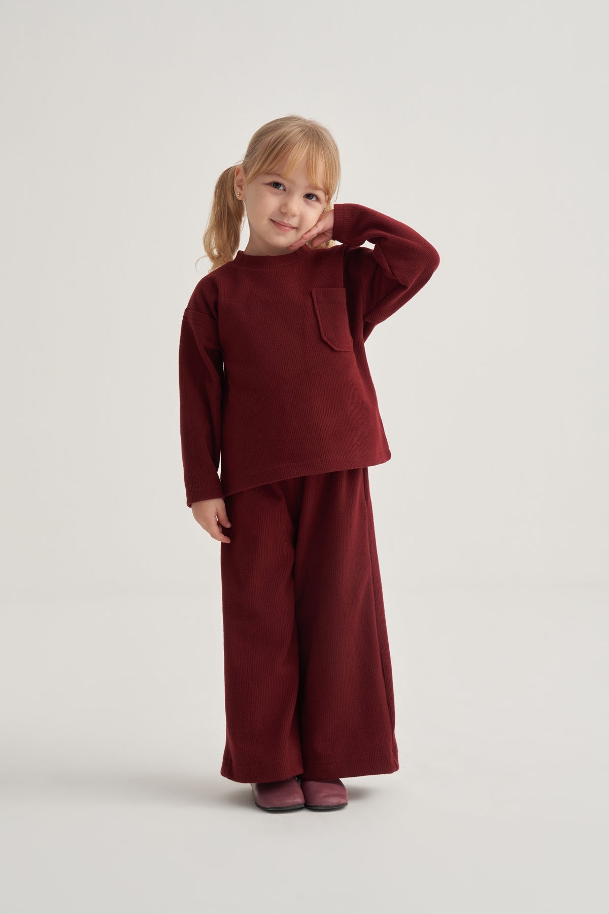 Kız Çocuk Ottoman Kumaş Takım Bordo