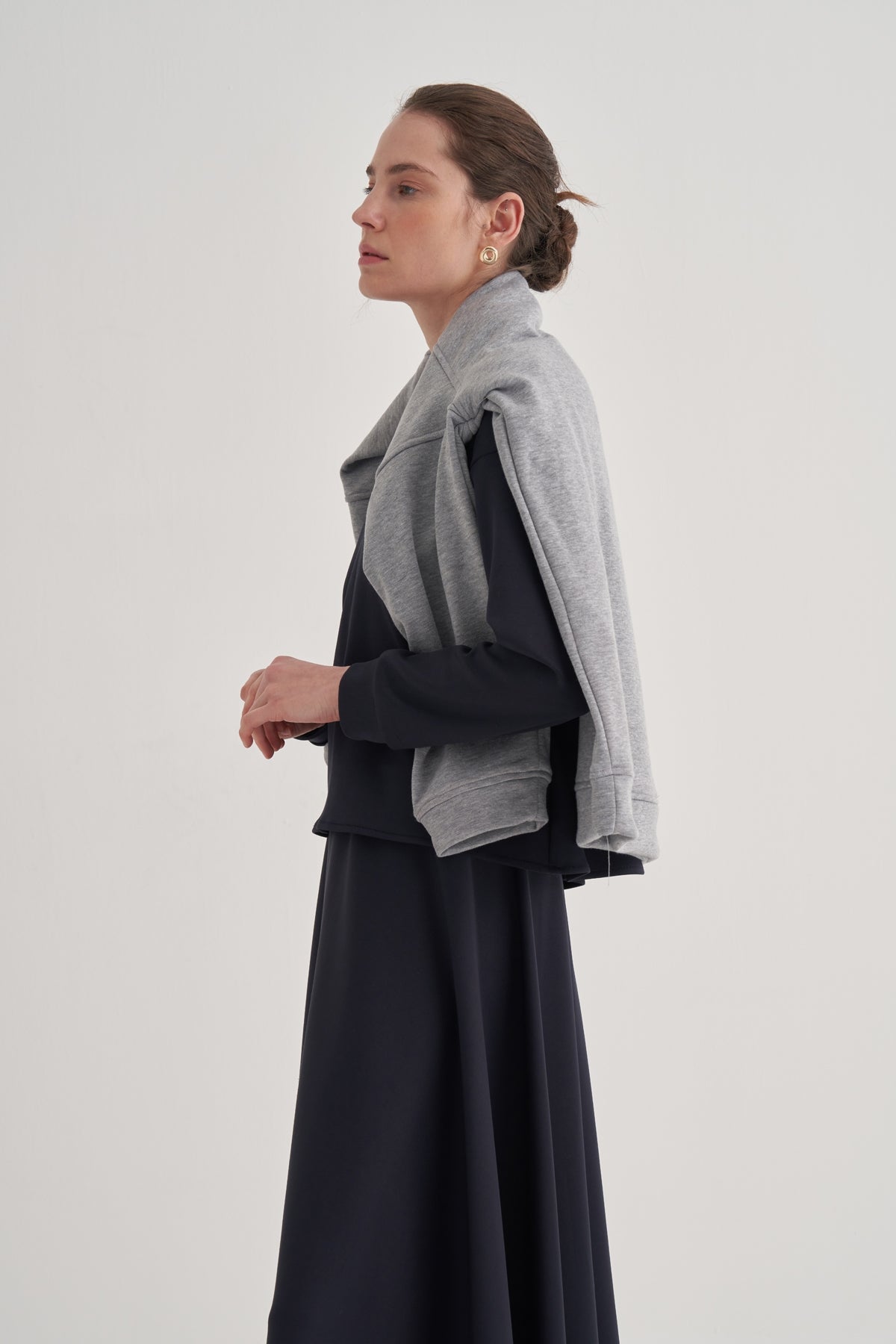 Kadın Scuba Dikişli Bluz Etek Takım Lacivert