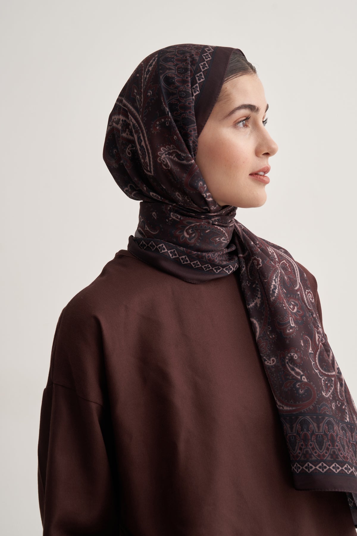 Kadın Soft Lily Desen Şal Acı Kahve