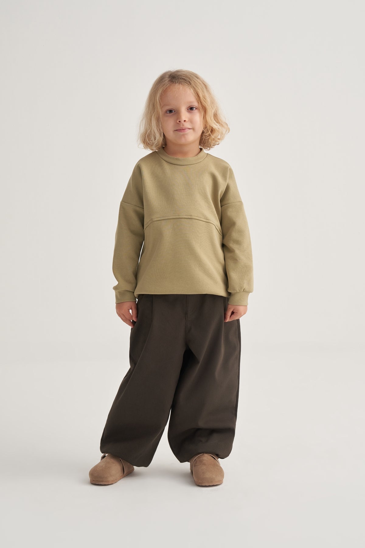 Unisex Çocuk İnterlok Cepli Sweatshirt Yeşil