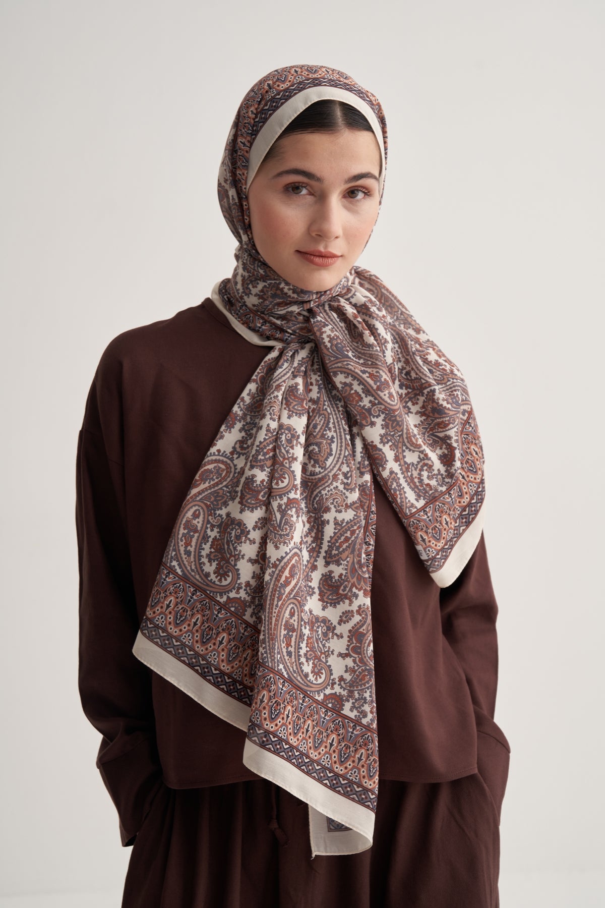 Kadın Soft Lily Desen Şal Bej