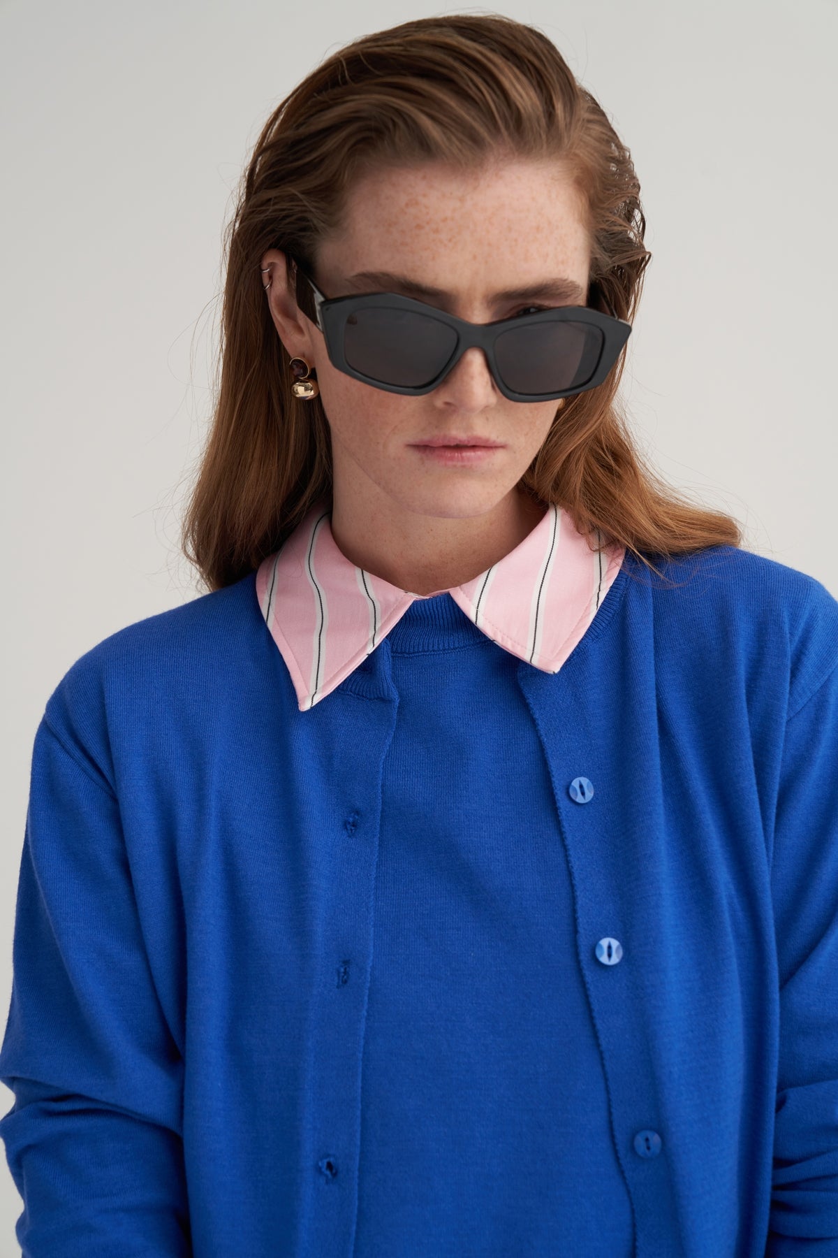 Kadın Viskon Triko Tişörtlü Hırka Takım Saks