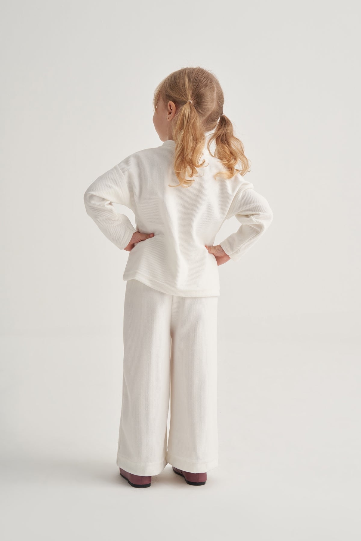 Kız Çocuk Ottoman Kumaş Takım Ekru