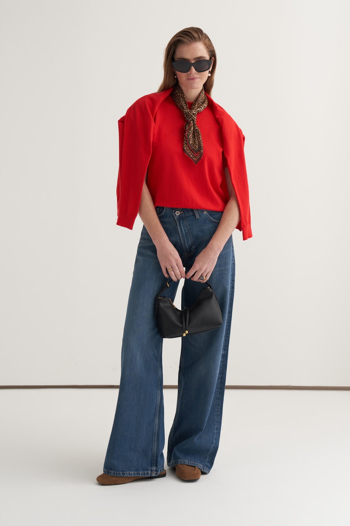 Kadın Viskon Triko Tişörtlü Hırka Takım Kırmızı