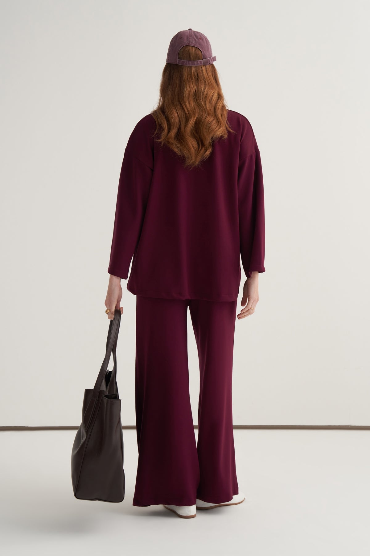 Kadın Basic Pantolonlu Sweat Takım Bordo