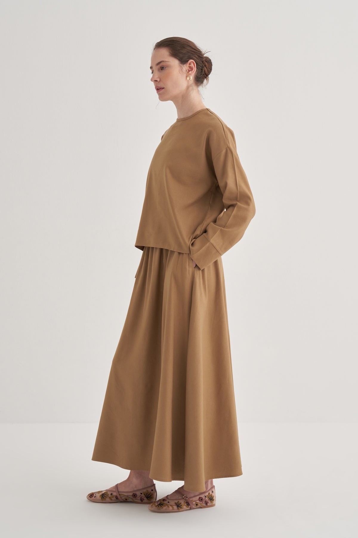 Kadın Etek Bluz Takım Camel