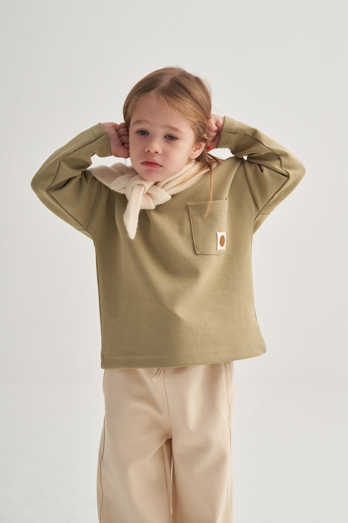 Unisex Çocuk İnterlok Cepli Sweat Yeşil