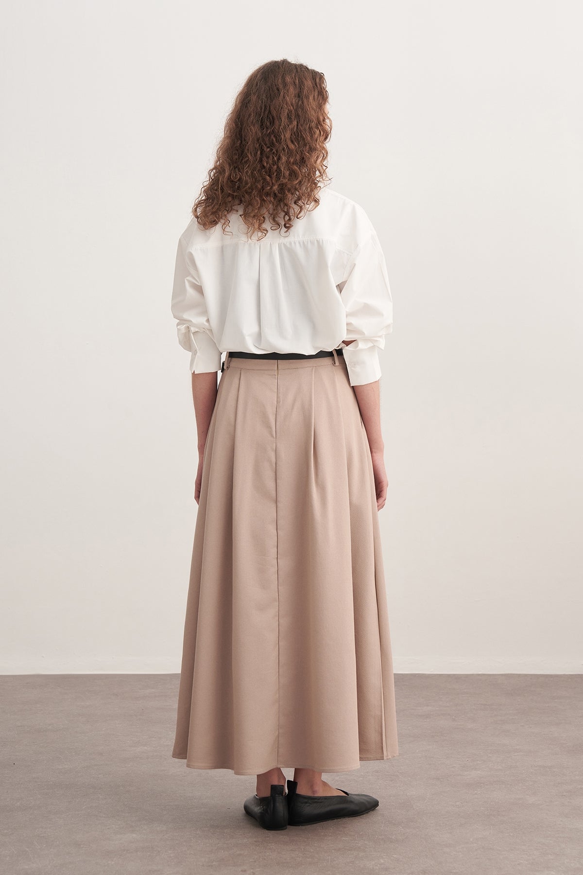 Kadın Gabardin Çift Pile Etek Bej