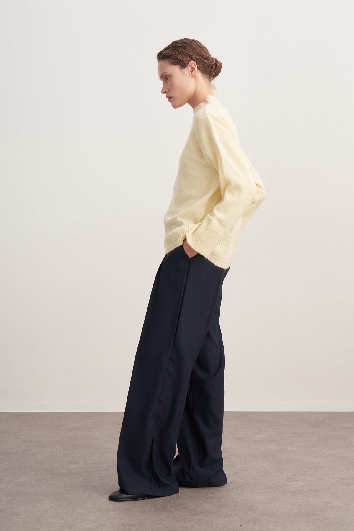 Kadın Basic Triko Kazak Uçuk Sarı