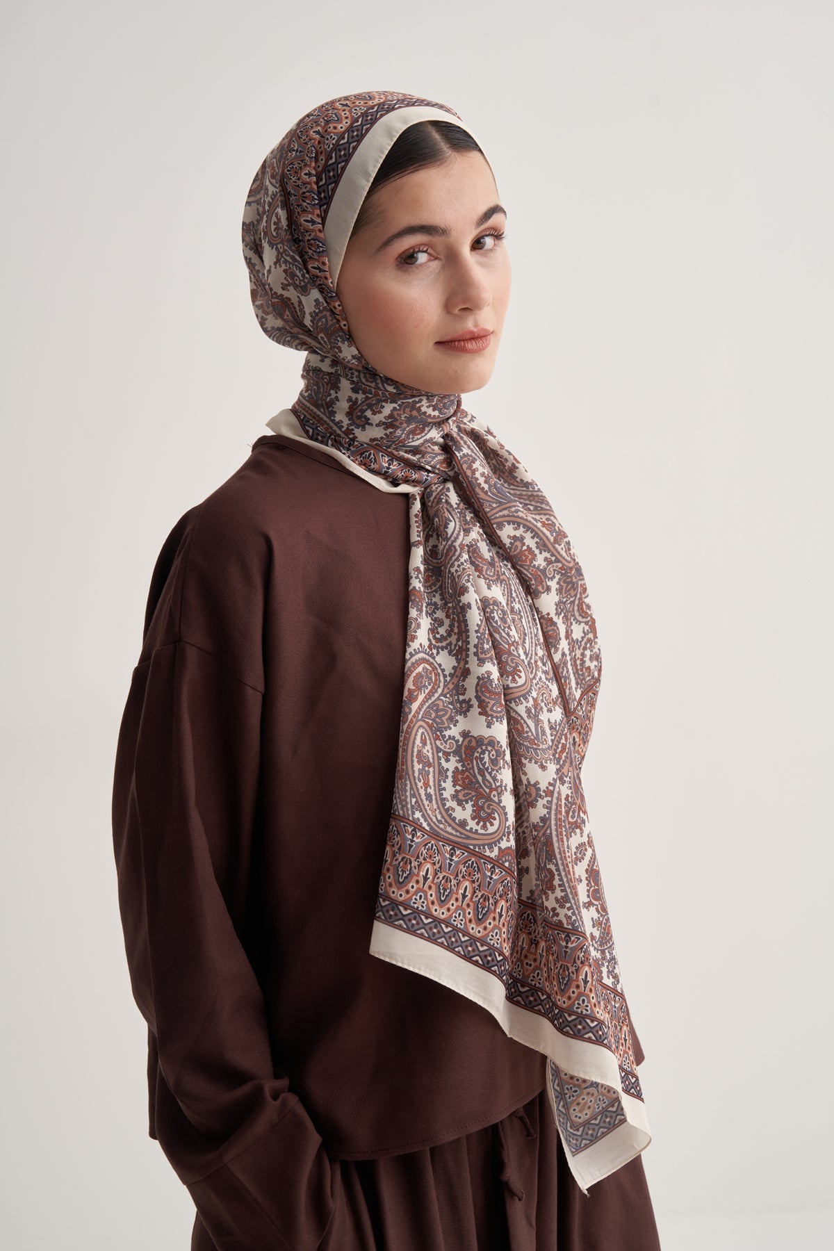 Kadın Soft Lily Desen Şal Bej