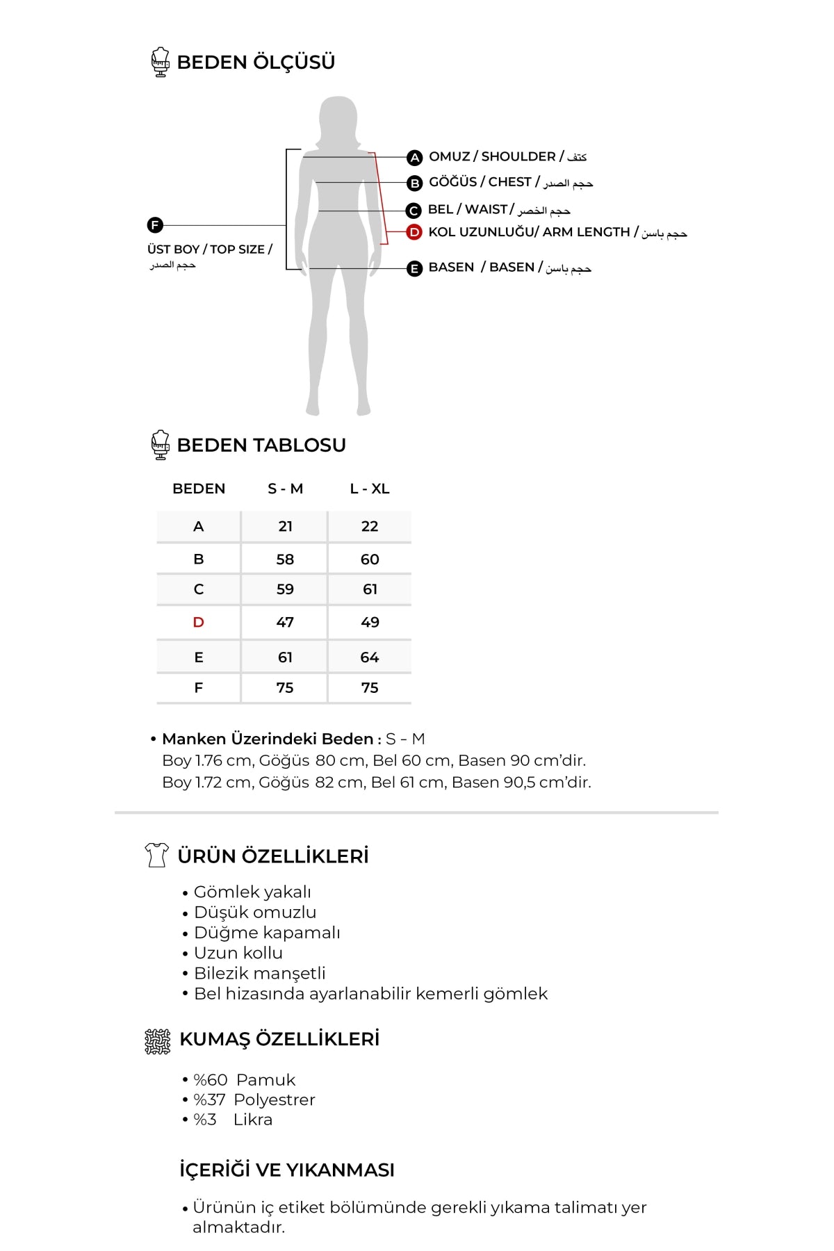Kadın Gabardin Kemerli Gömlek Siyah