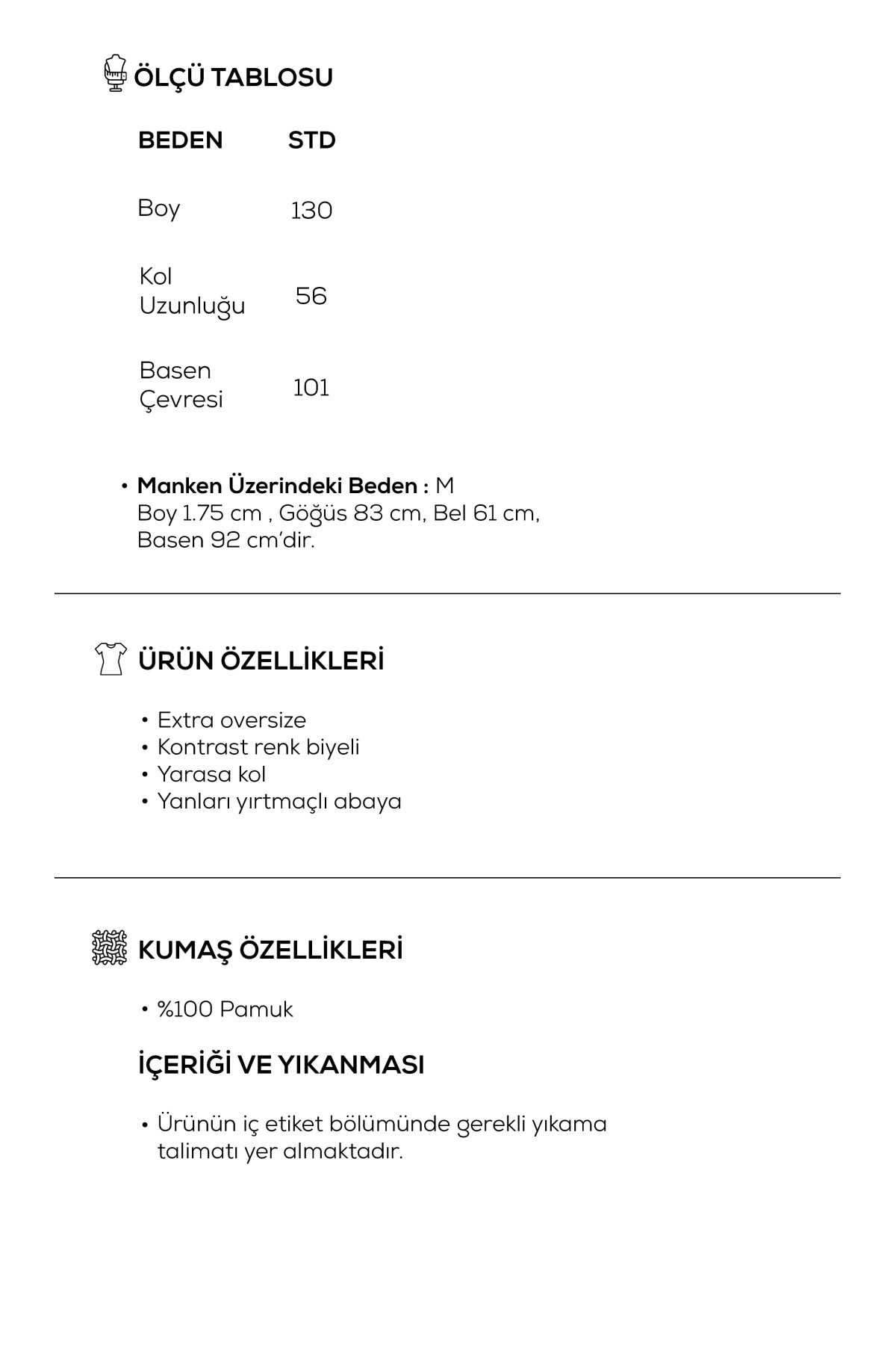 Kadın Organik Pamuklu Biyeli Abaya Siyah