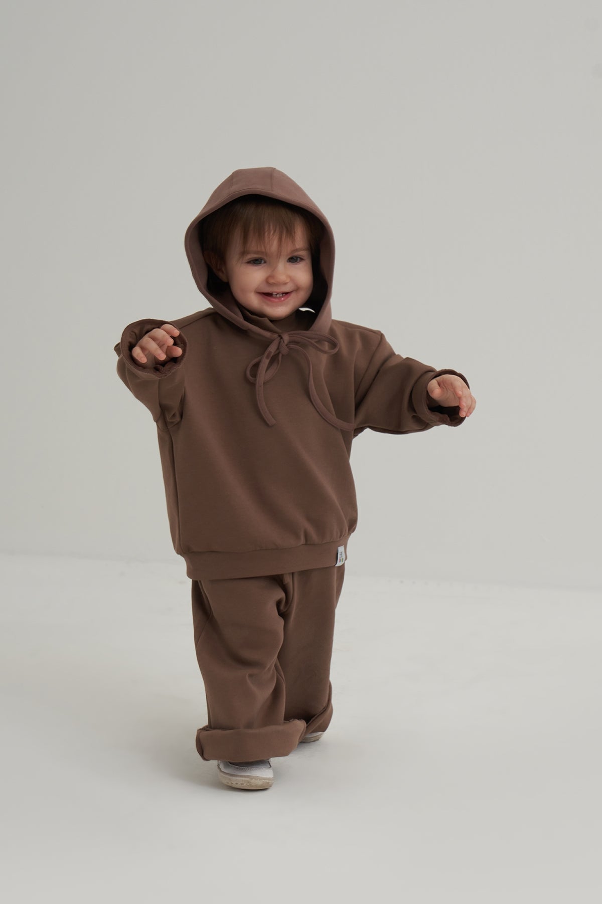 Kız Çocuk İnterlok Rahat Kesim ikili Takım Kahve