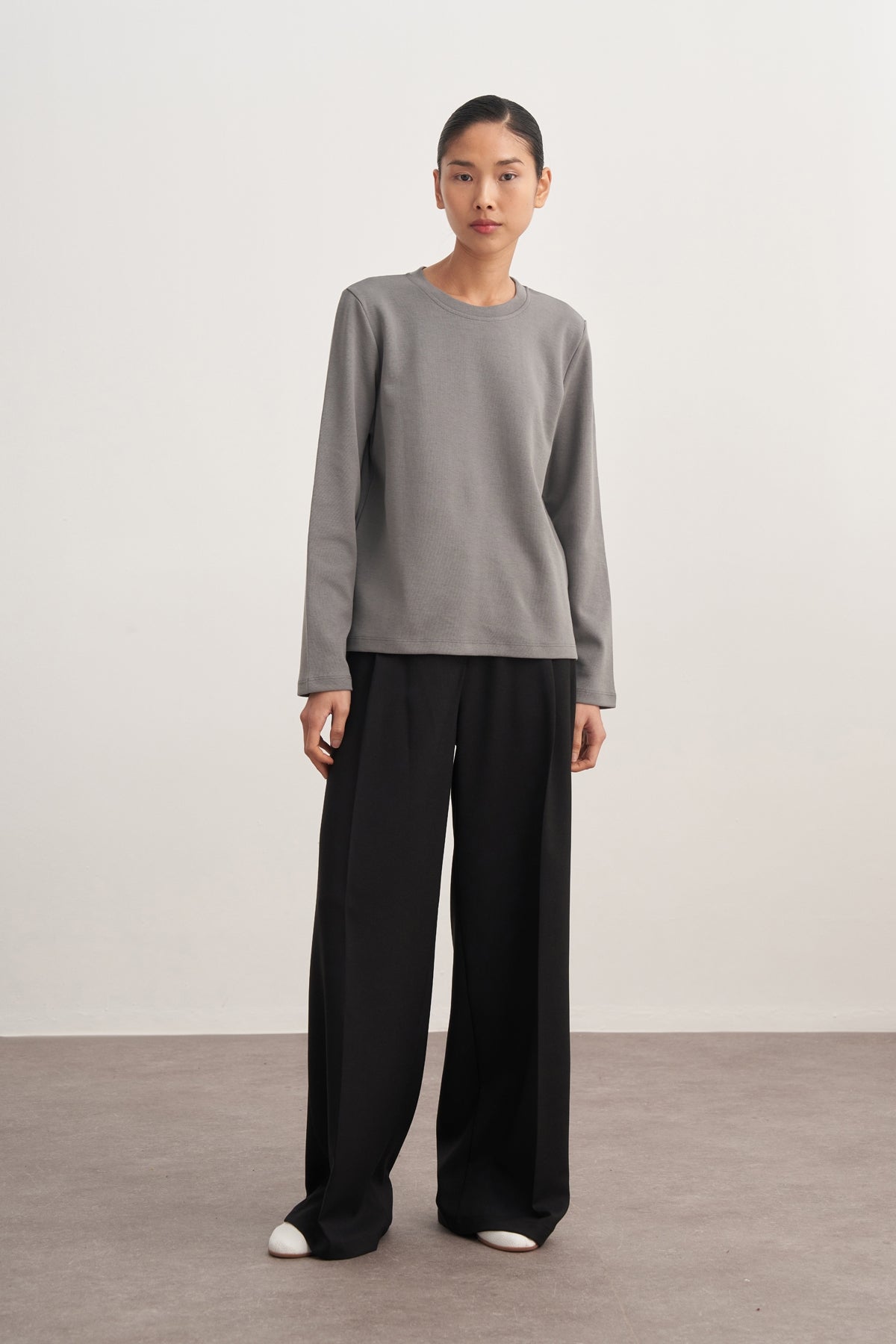 Kadın İnterlok Uzun Kollu Body Füme