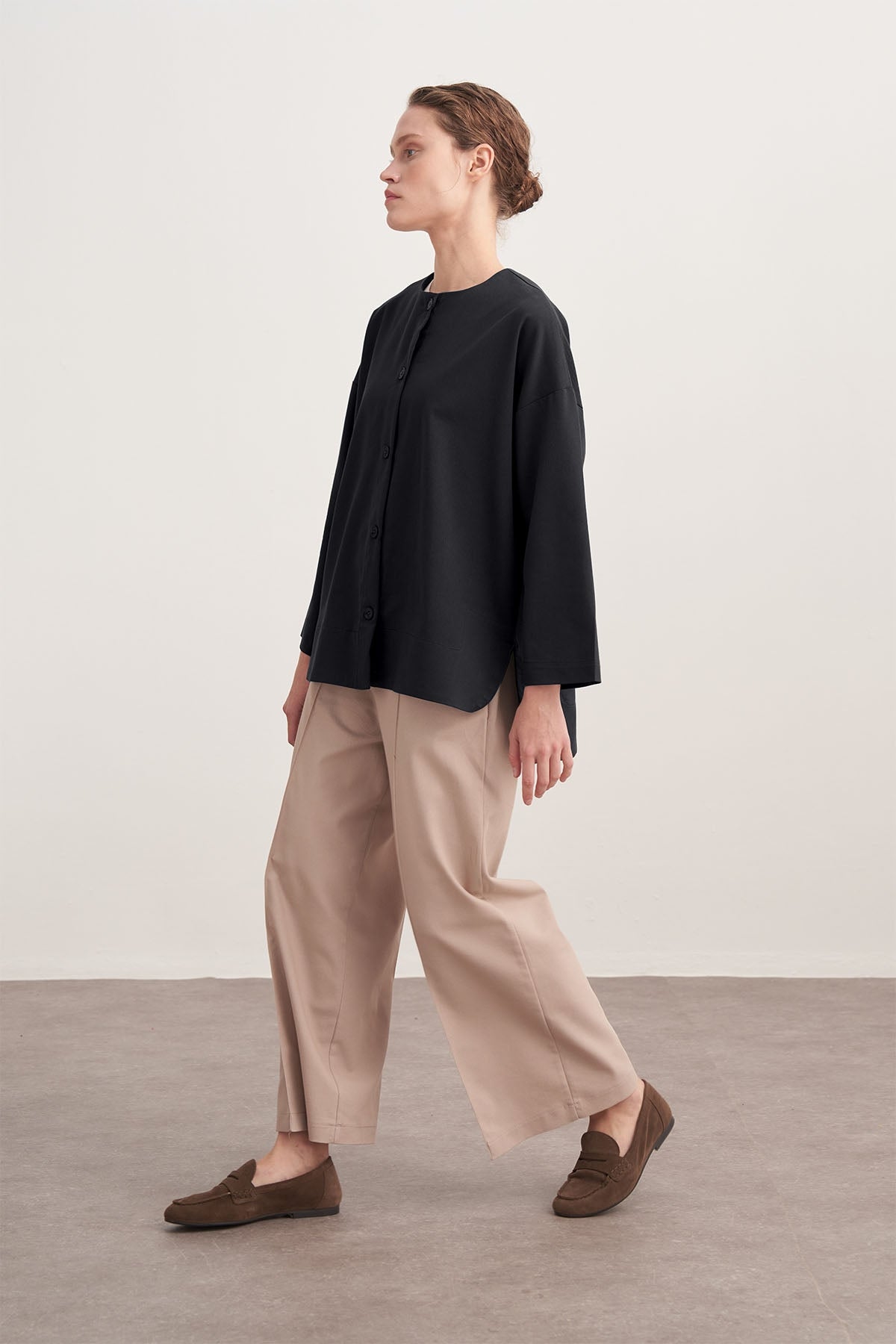 Kadın Gabardin Ceket Gömlek Lacivert