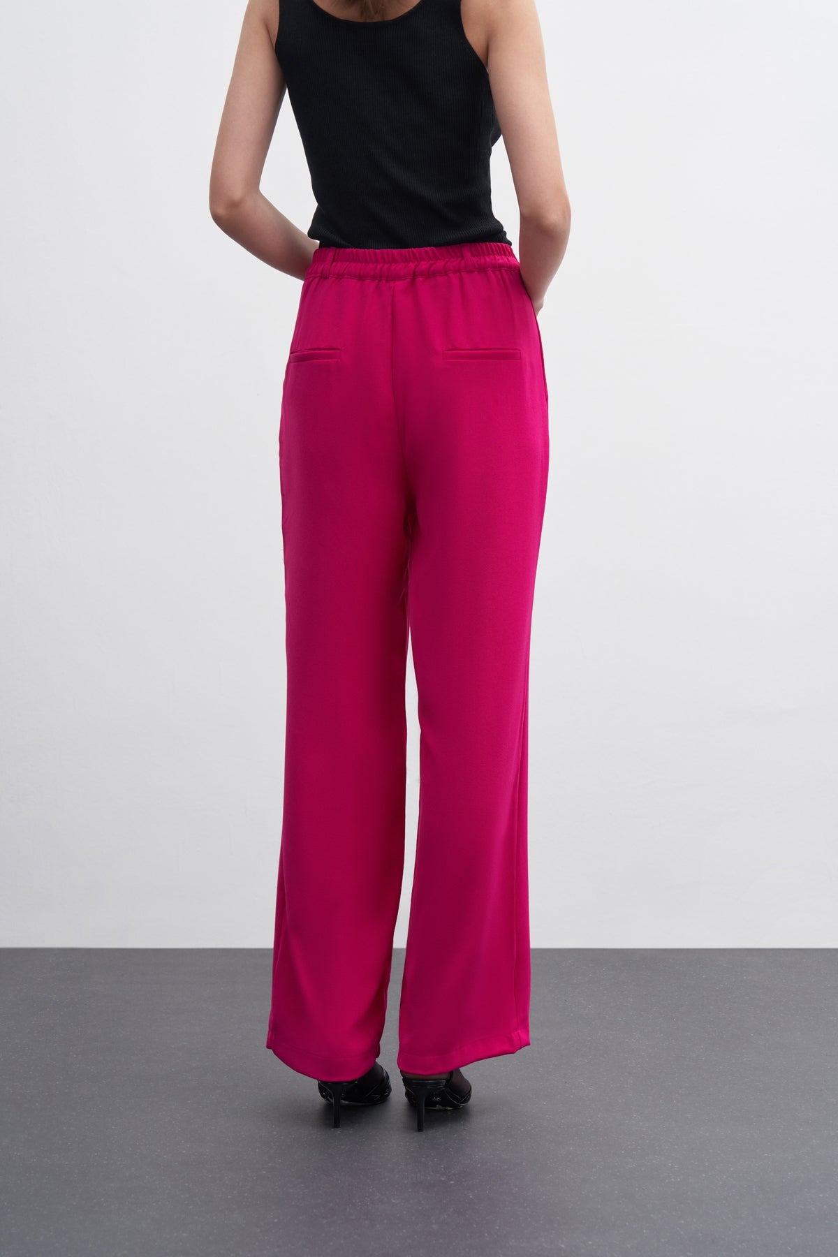 Kadın Krep Palazzo Pantolon Fuşya