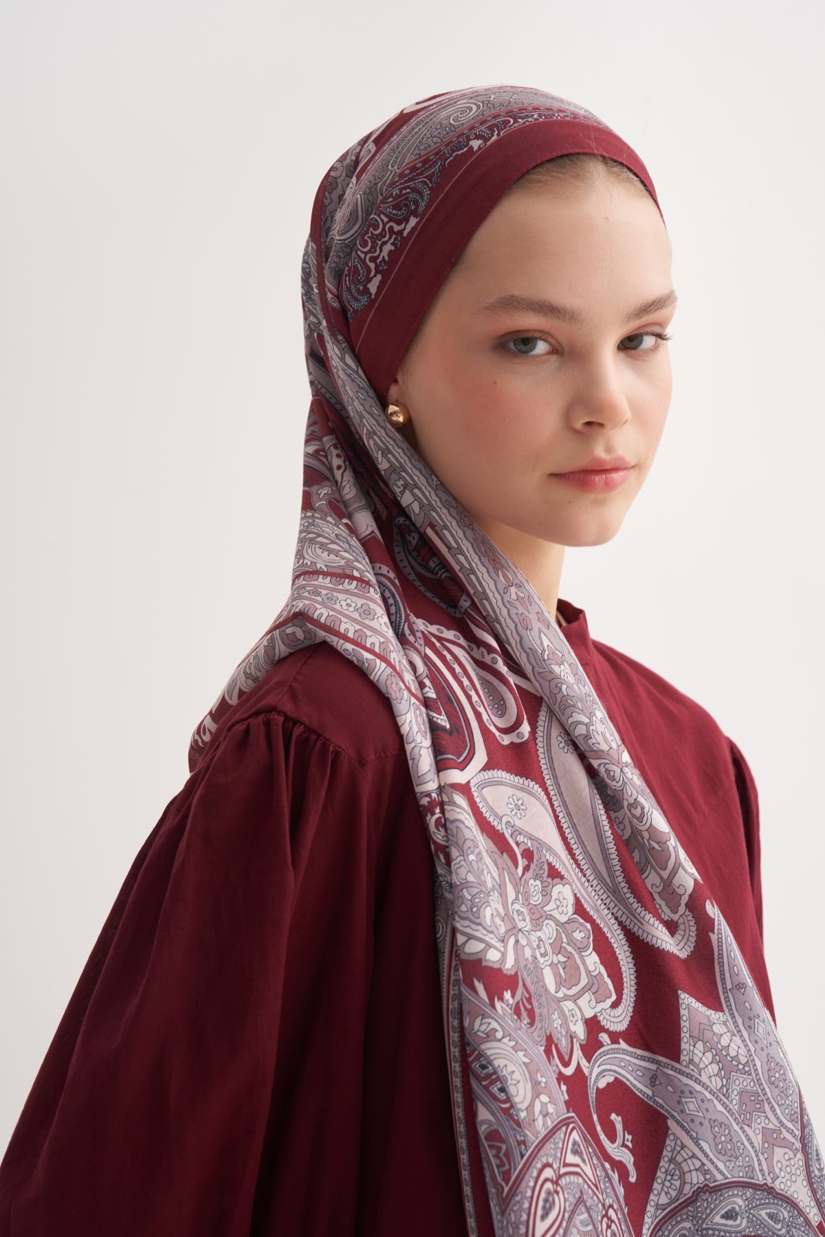 Kadın Poppy Desen Soft Şal Bordo