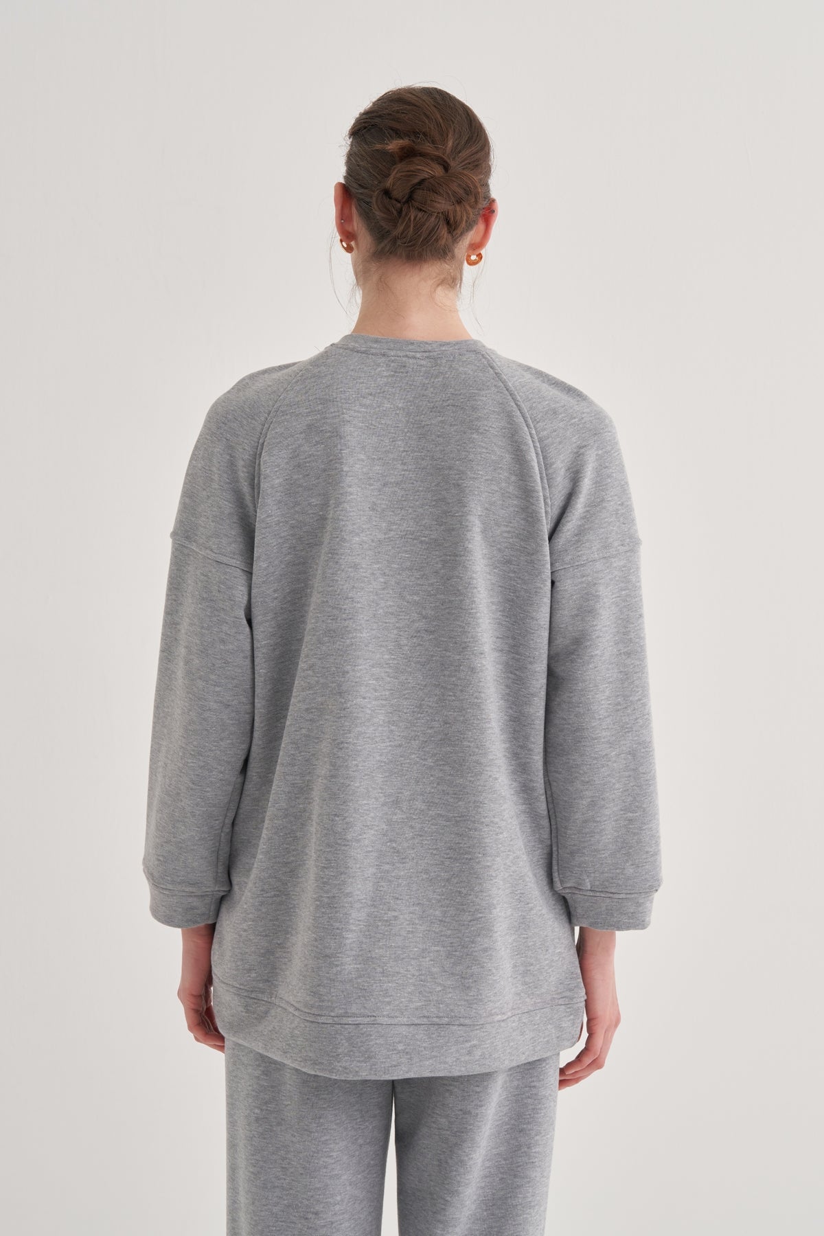 Kadın Oversize Sweat Gri Melanj