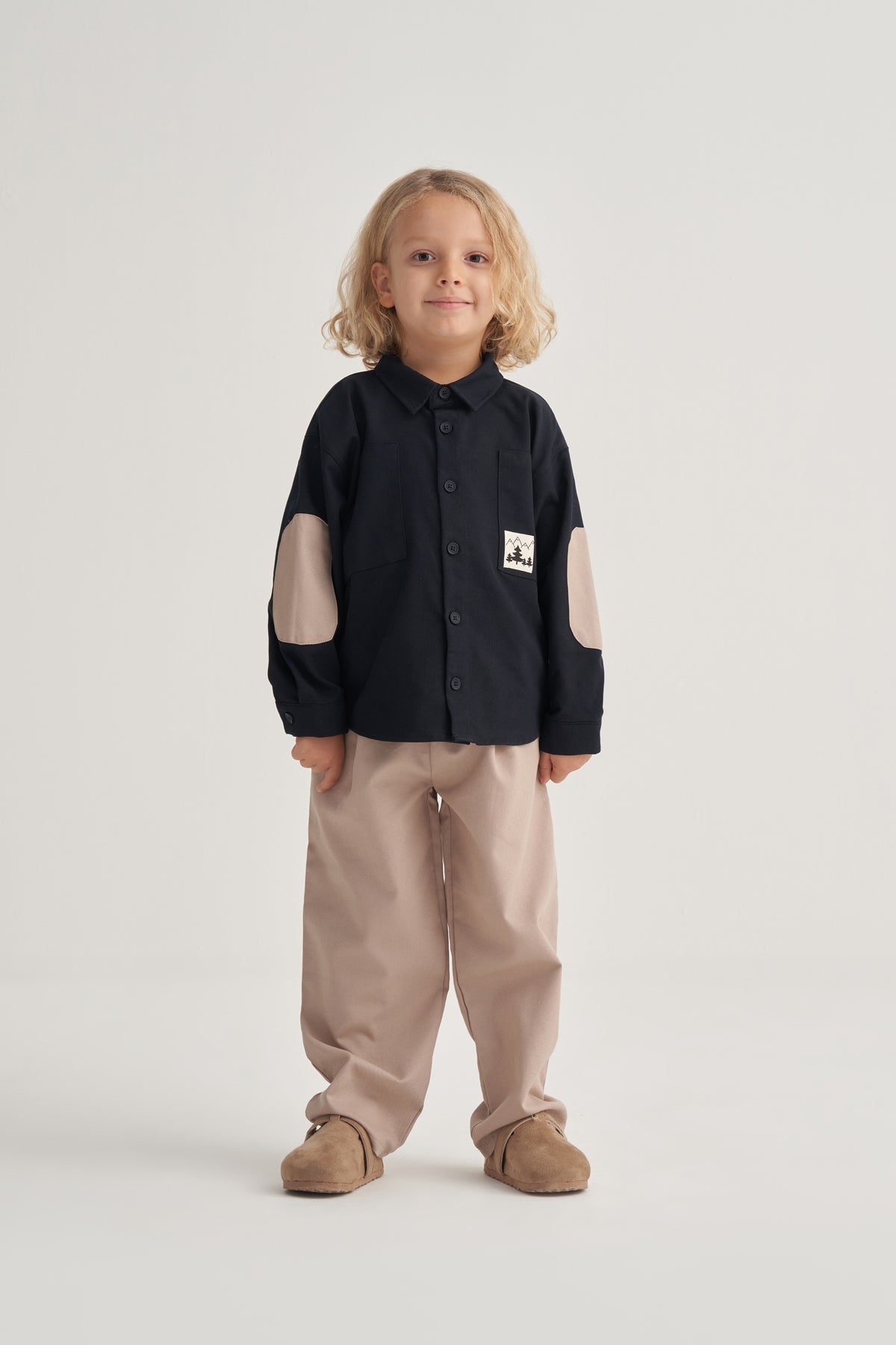 Unisex Çocuk Gabardin Gömlek Lacivert