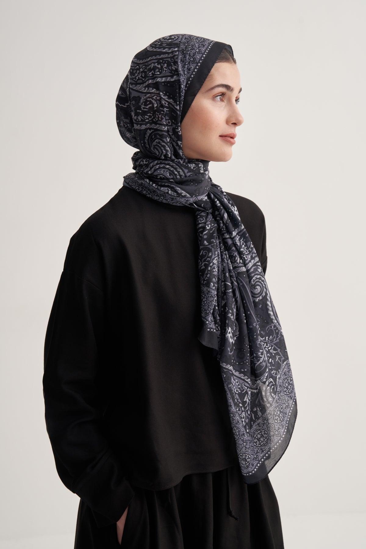 Kadın Soft Dream Desen Şal Füme