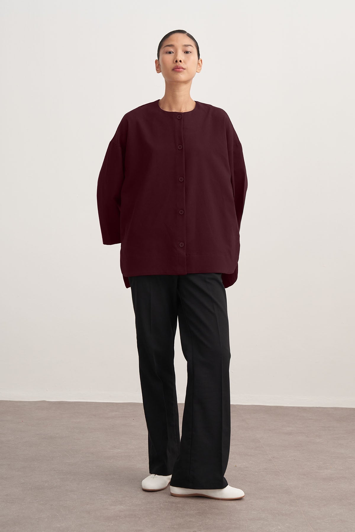 Kadın Gabardin Ceket Gömlek Mürdüm