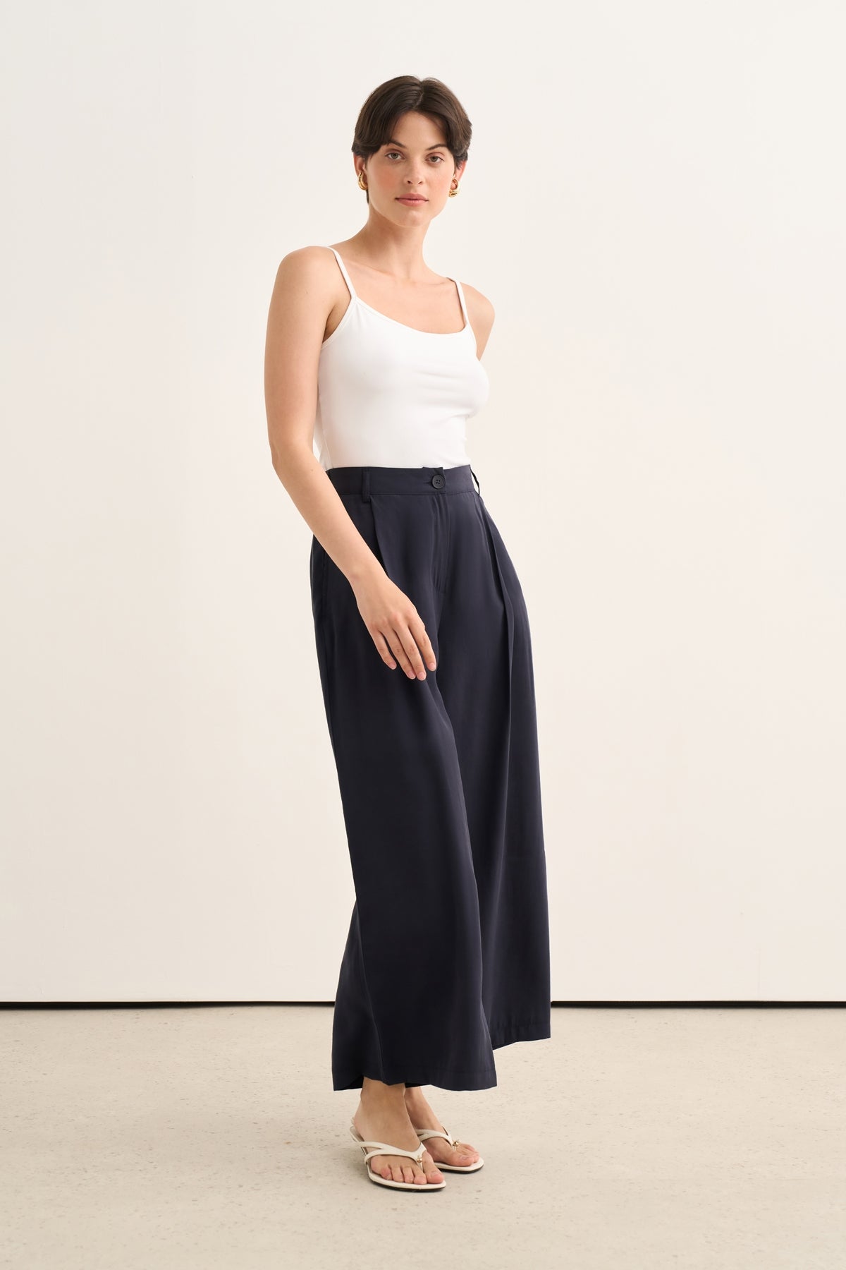 Kadın Modal Pileli Culotte Pantolon Lacivert