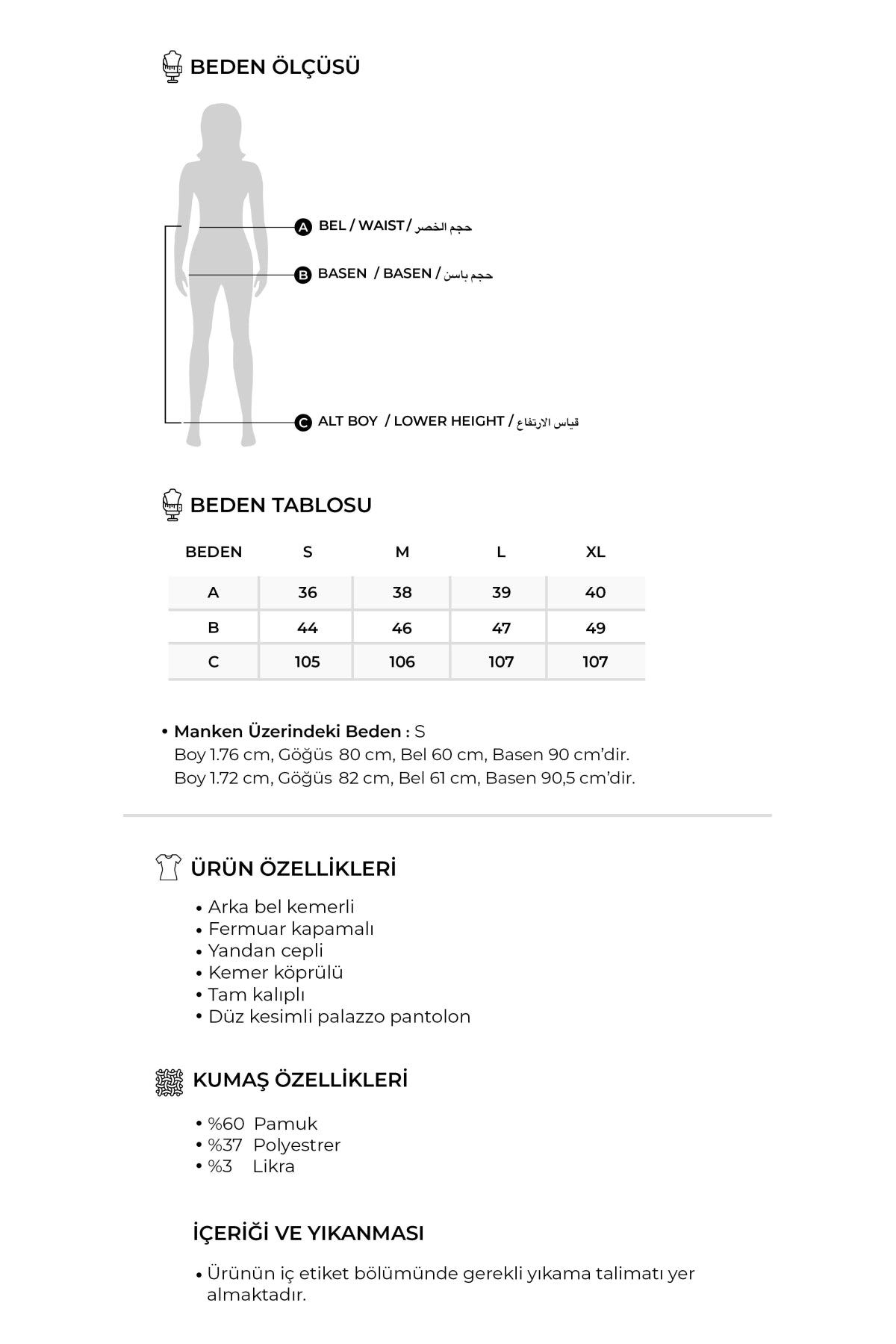 Kadın Gabardin Palazzo Pantolon Lacivert