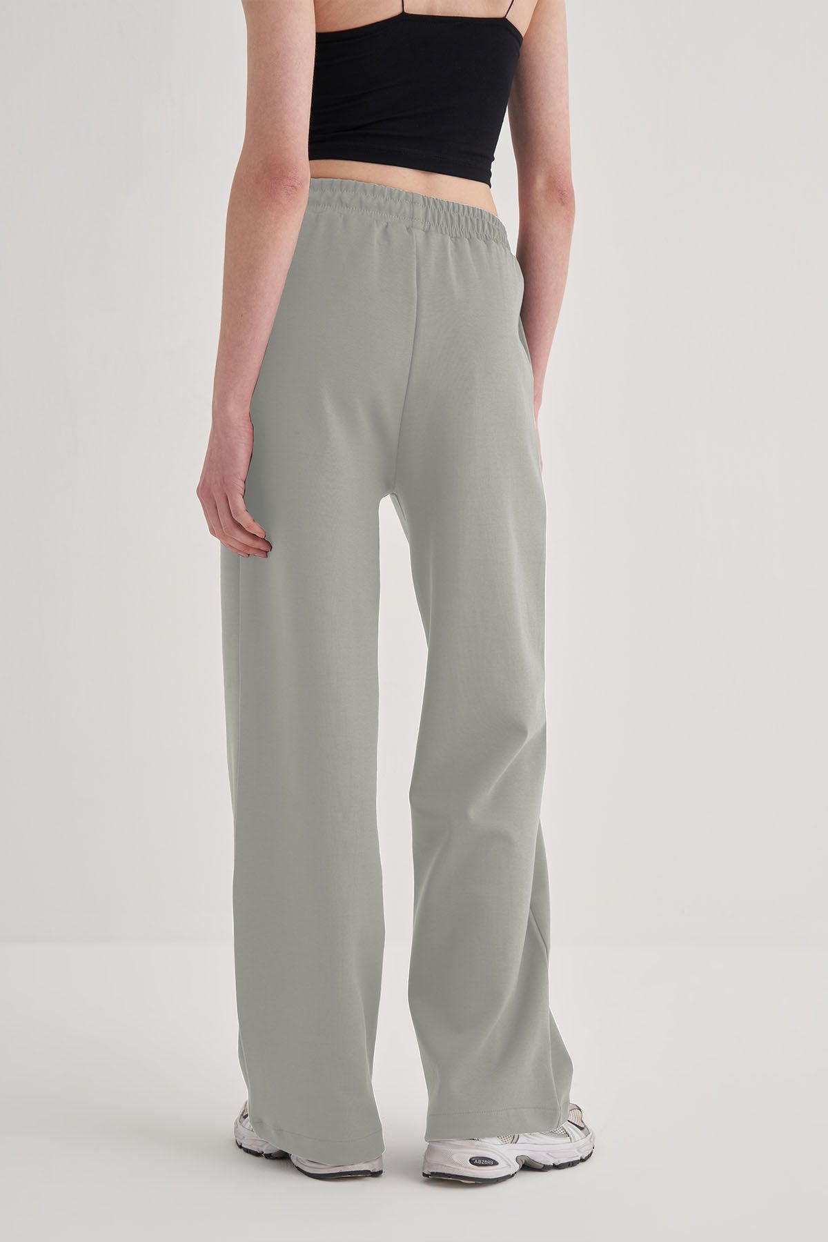 Kadın İnterlok Palazzo Pantolon Pastel Gri