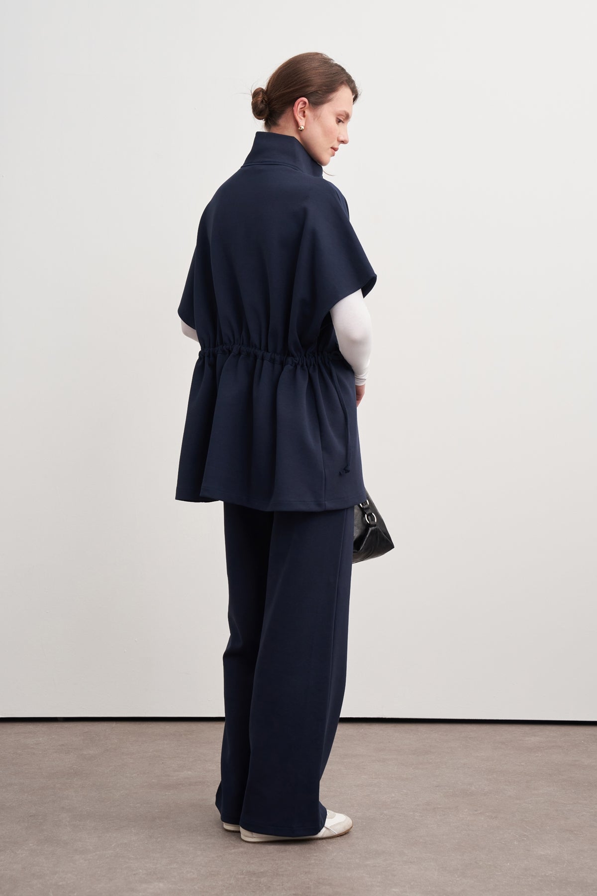 Kadın İnterlok Oversize Yelek Pantolon Takım Lacivert