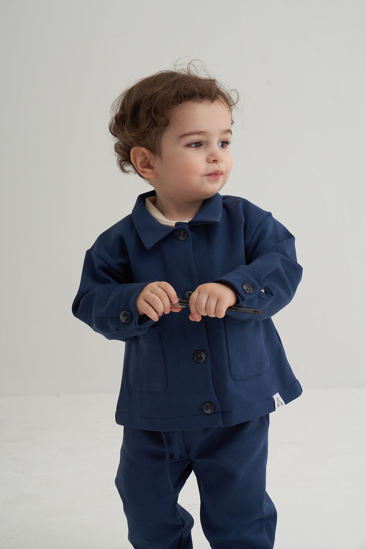 Unisex Çocuk İnterlok Ceket Lacivert