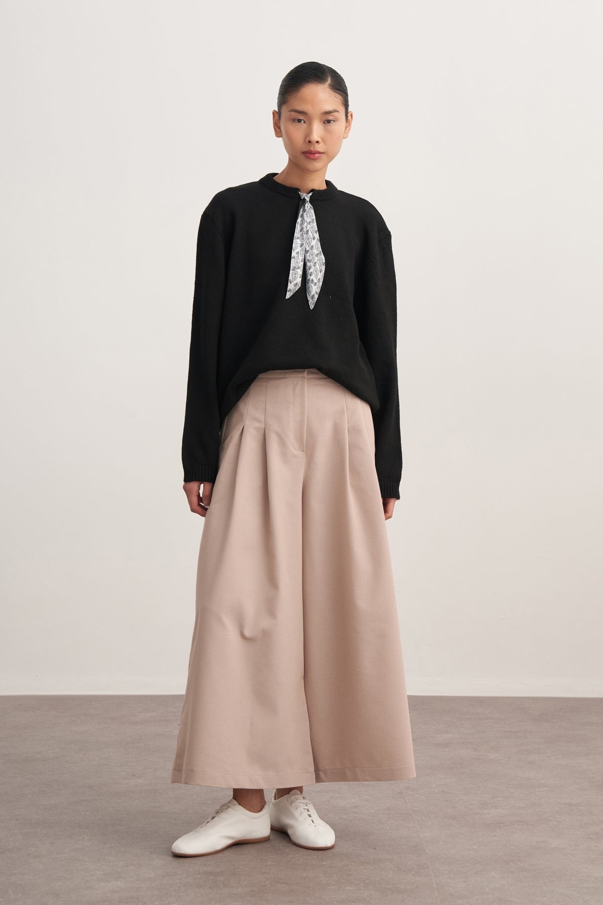 Kadın Gabardin Çift Pile Pantolon Bej