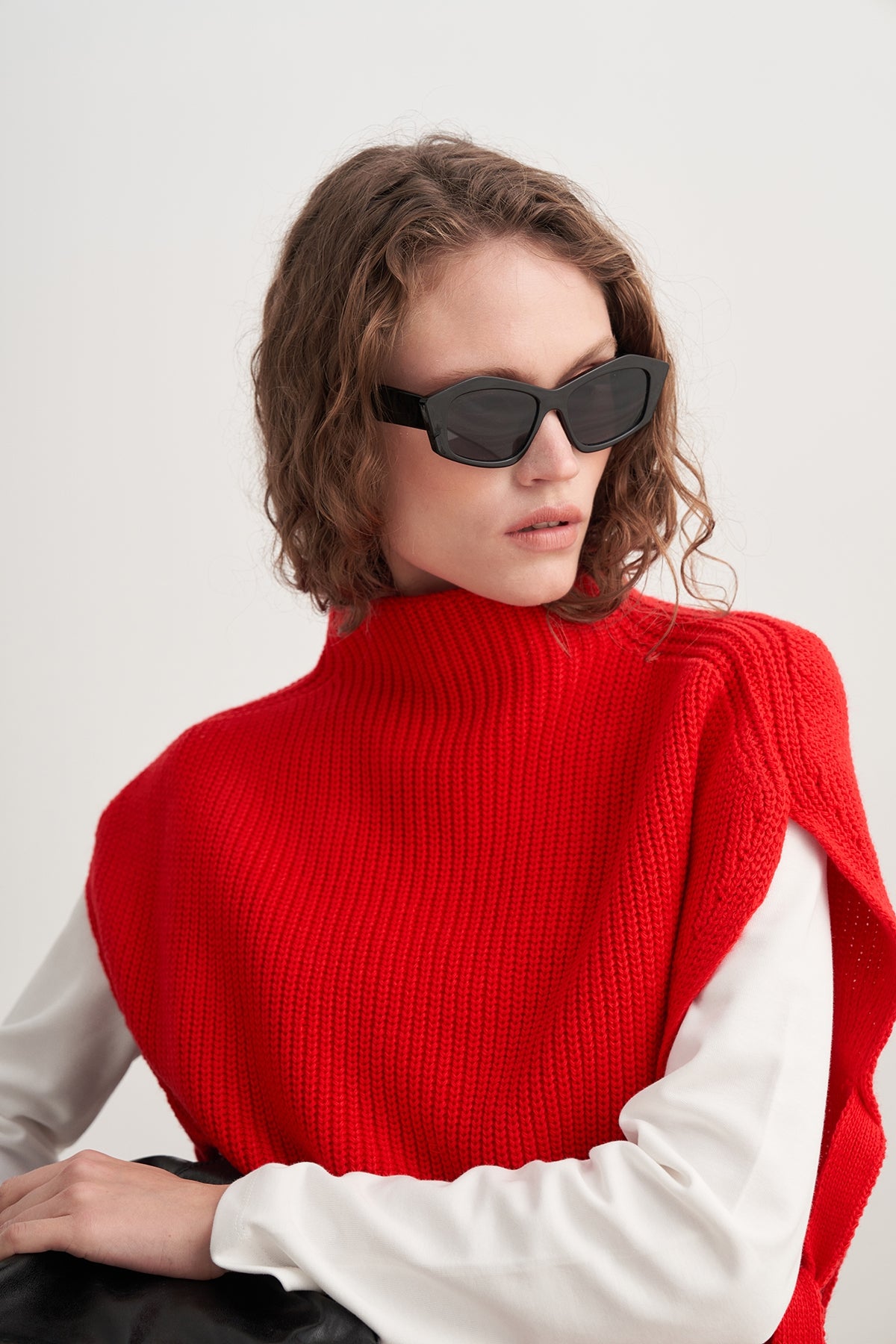 Kadın Bağlama Detaylı Triko Süveter Kırmızı