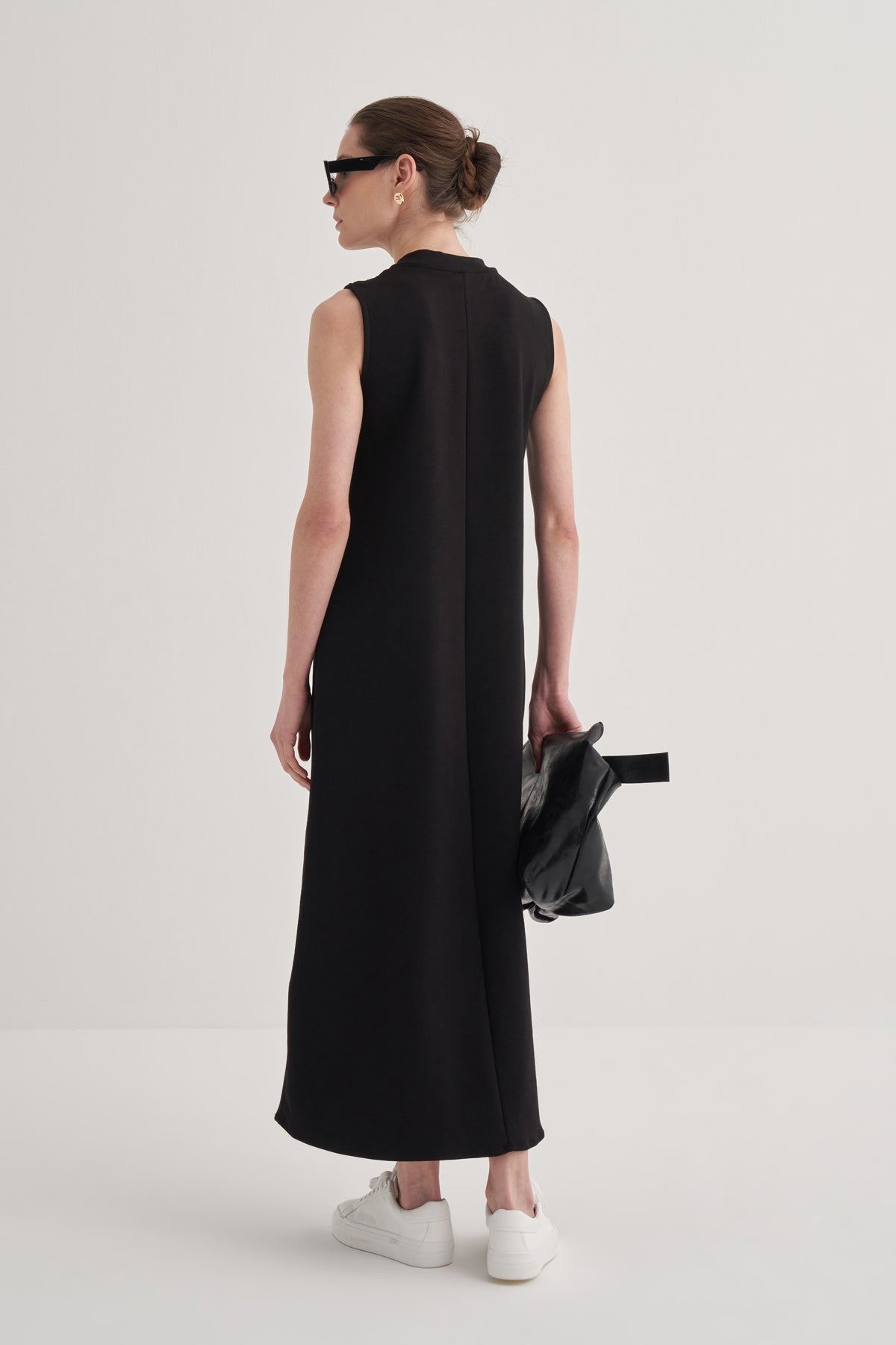 Kadın İnterlok Sıfır Kol Elbise Siyah