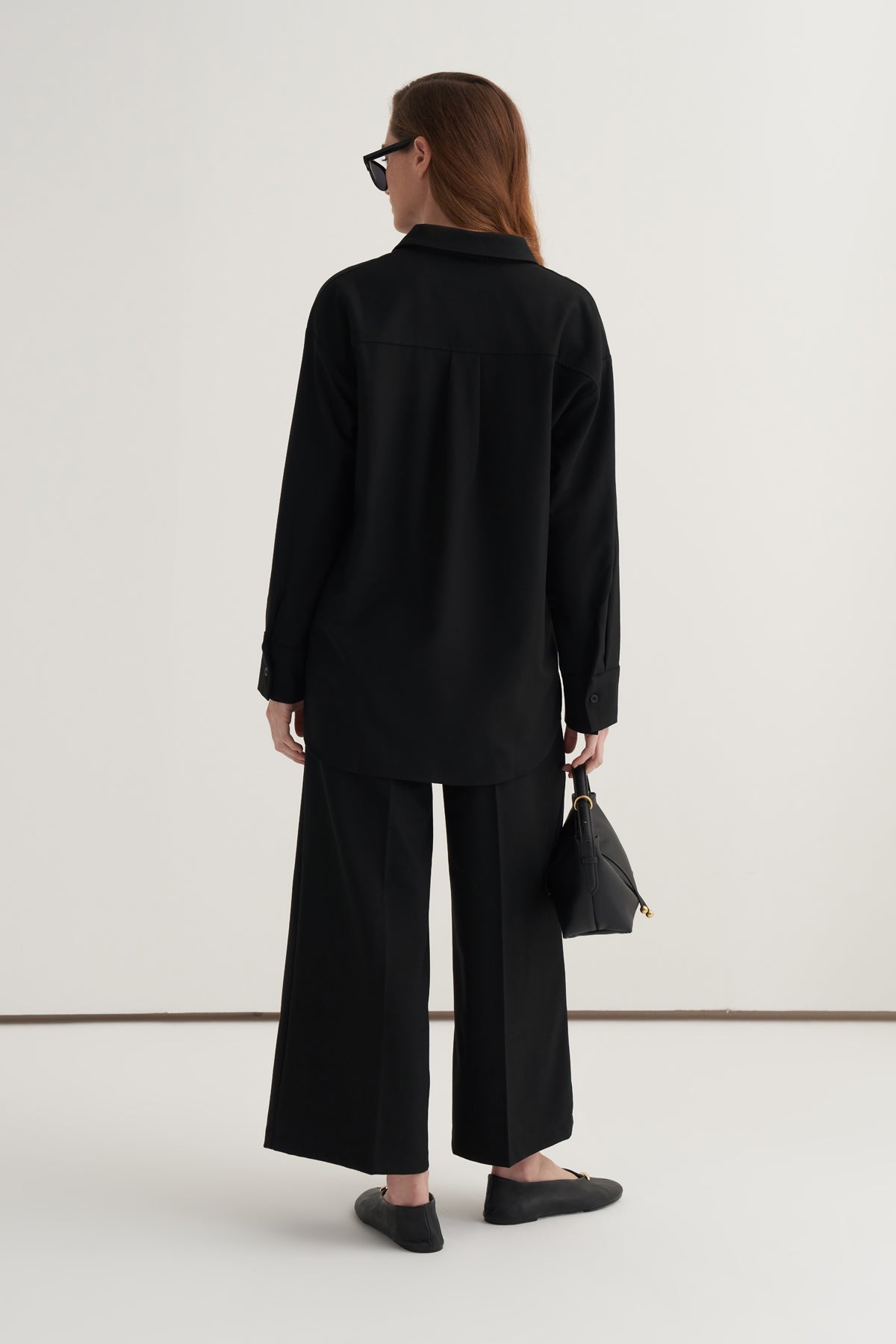 Kadın Culotte Pantolon Gömlek Takım Siyah