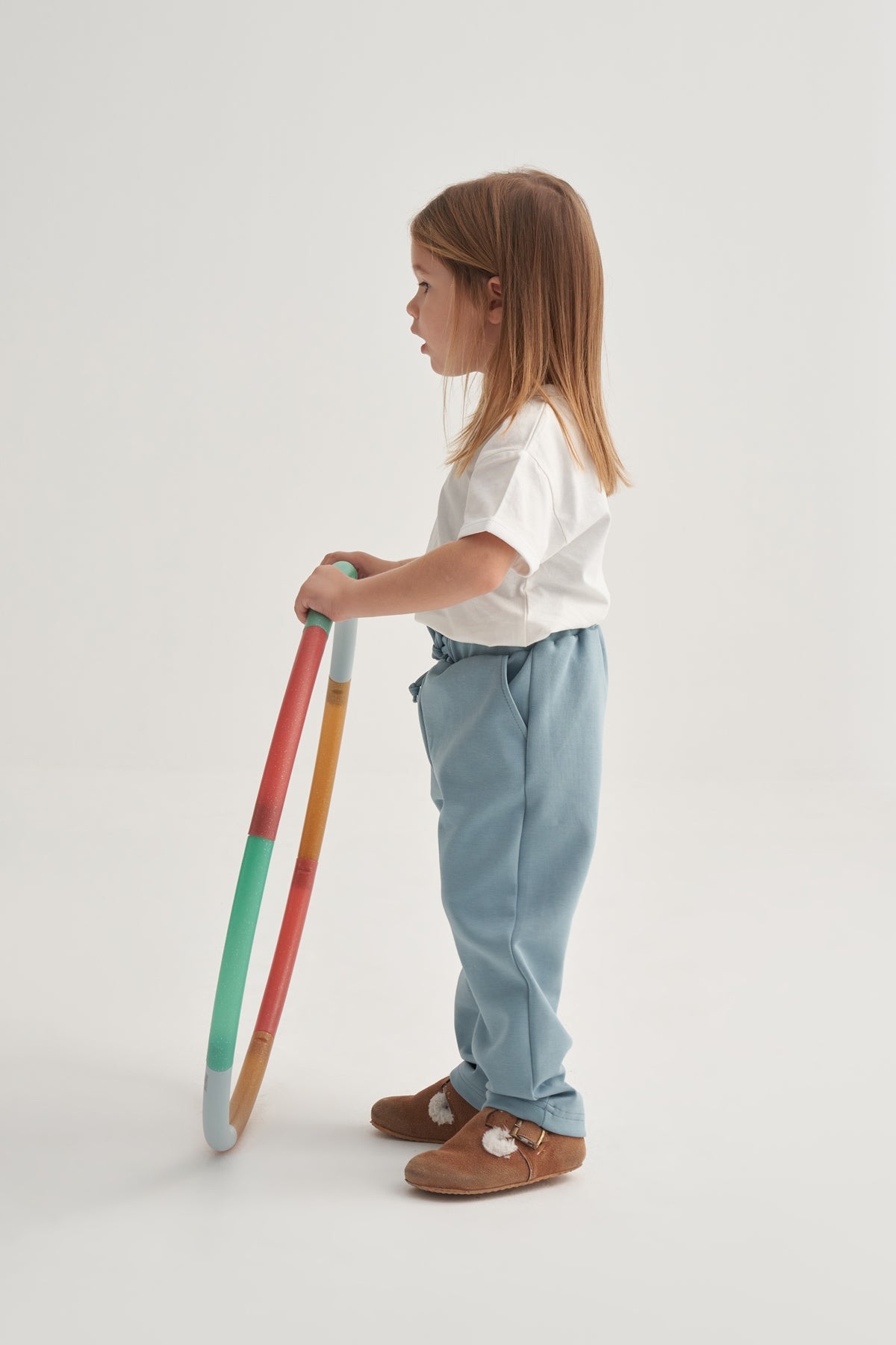 Unisex Çocuk İnterlok Düz Kesim Pantolon Mavi