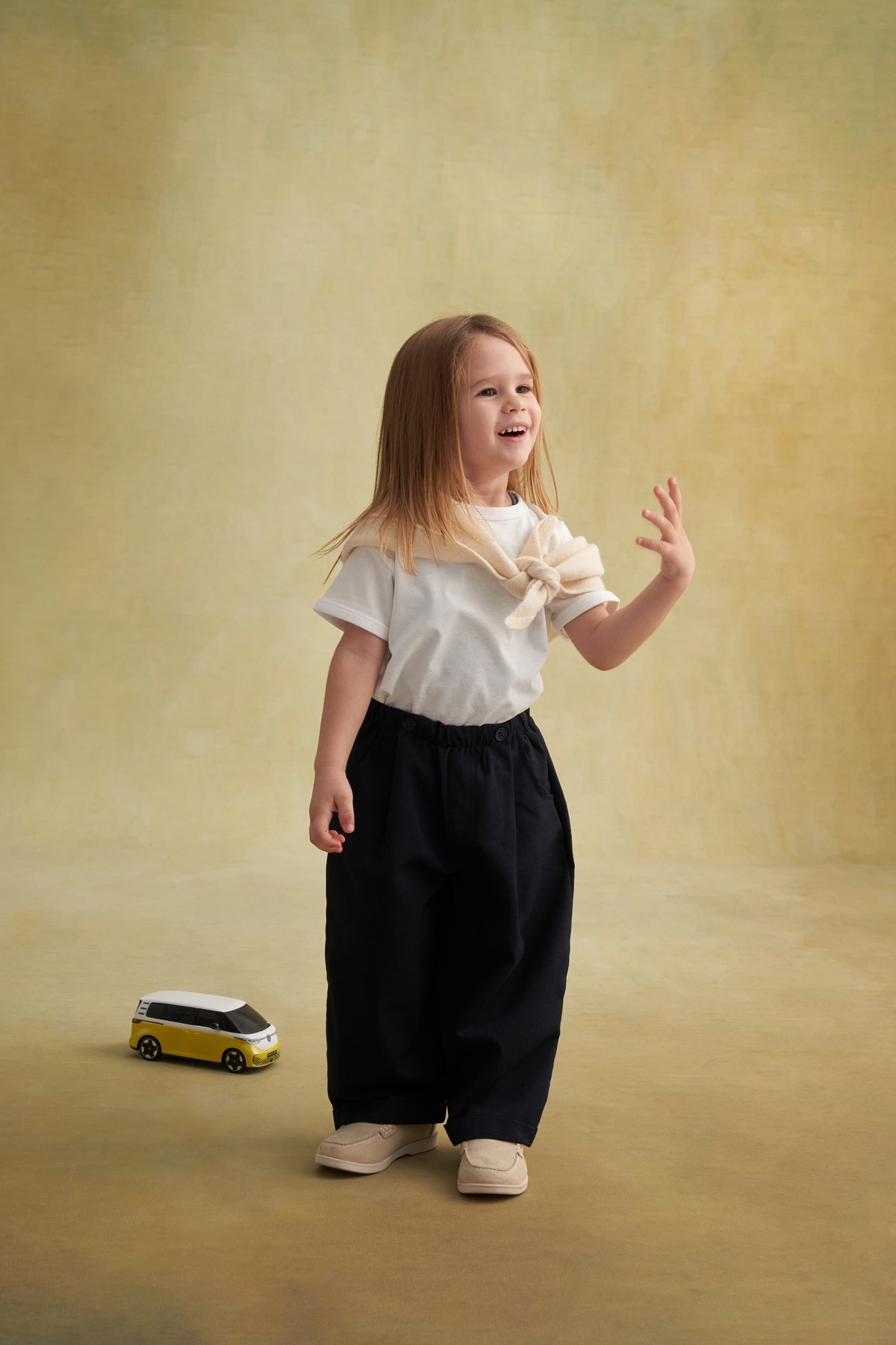 Unisex Çocuk Gabardin Pilili Pantolon Lacivert