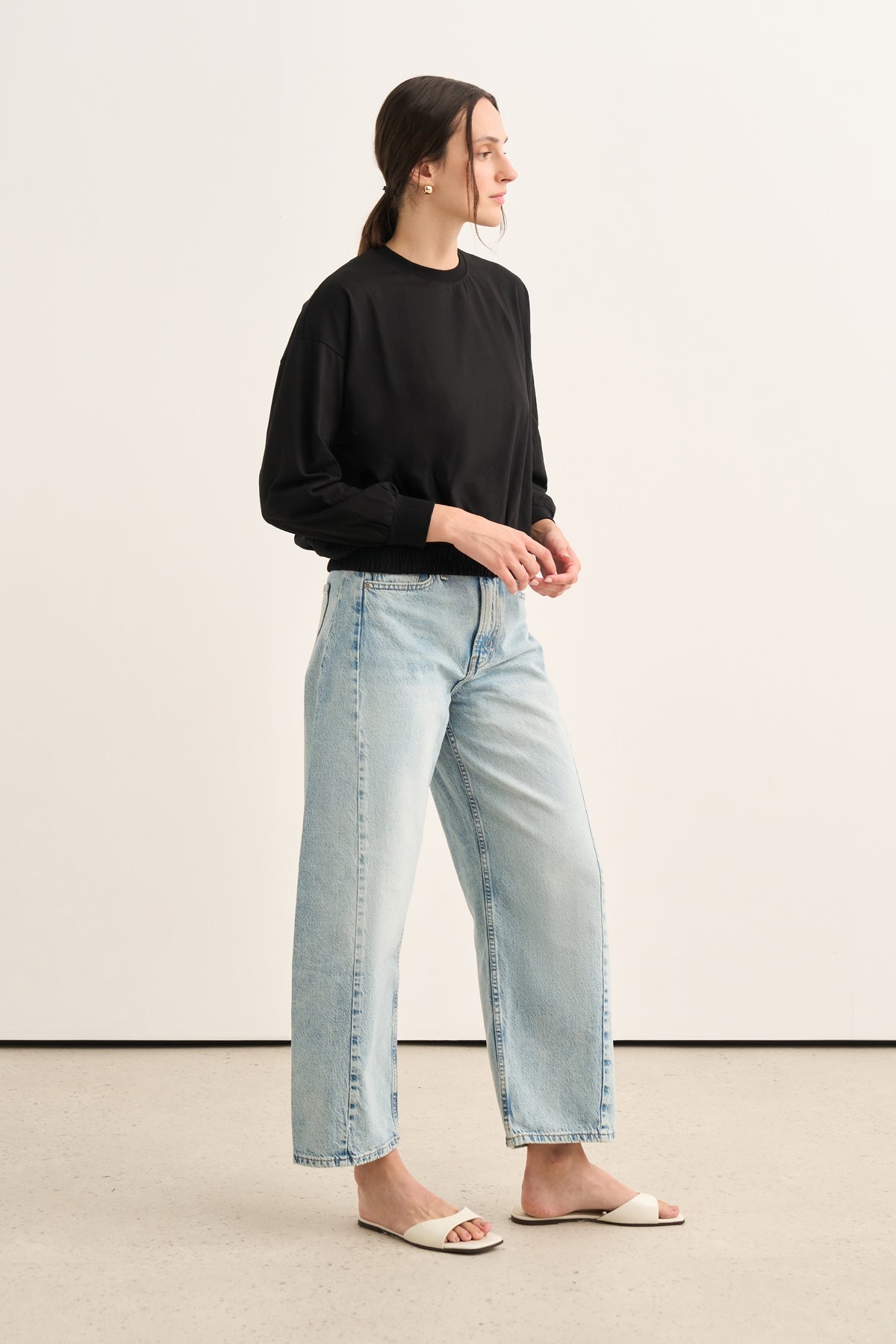 Kadın Beli Lastikli Sweat Siyah