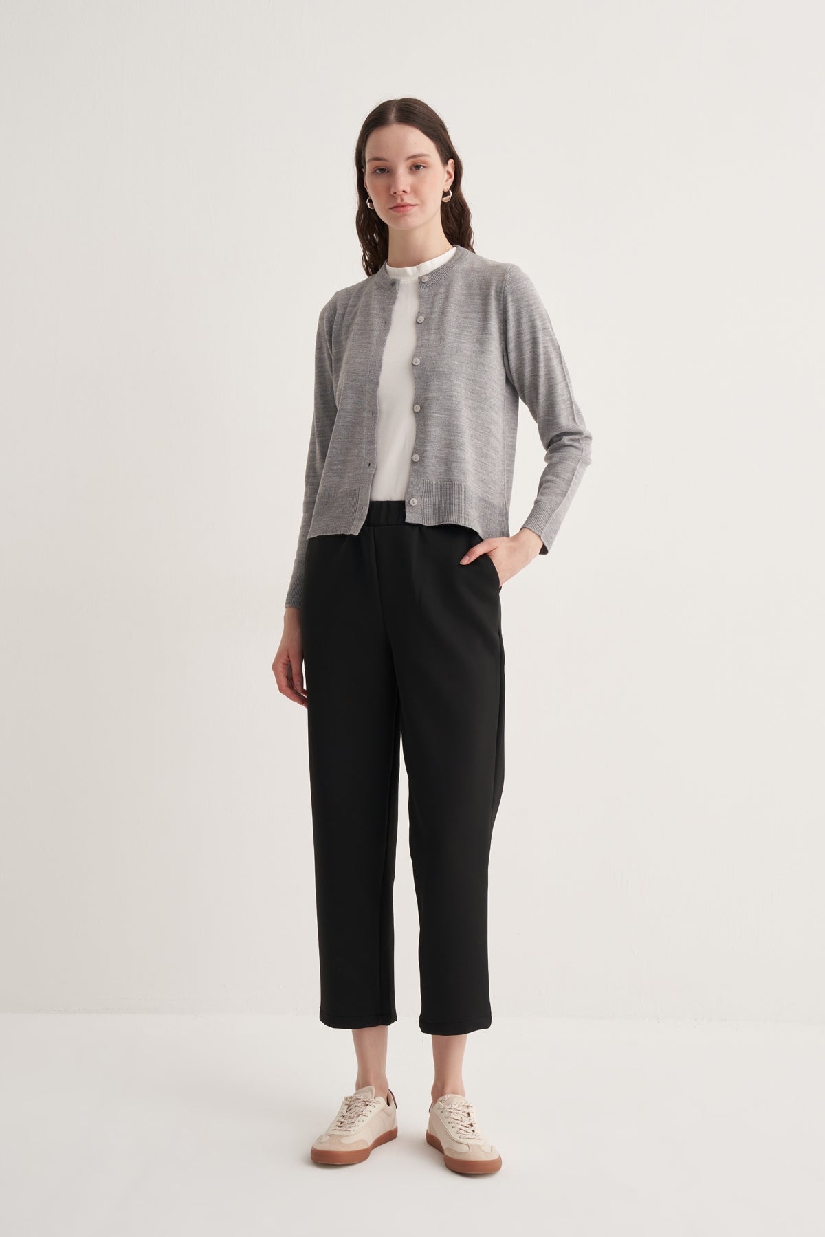 Kadın İnce Triko Hırka Gri