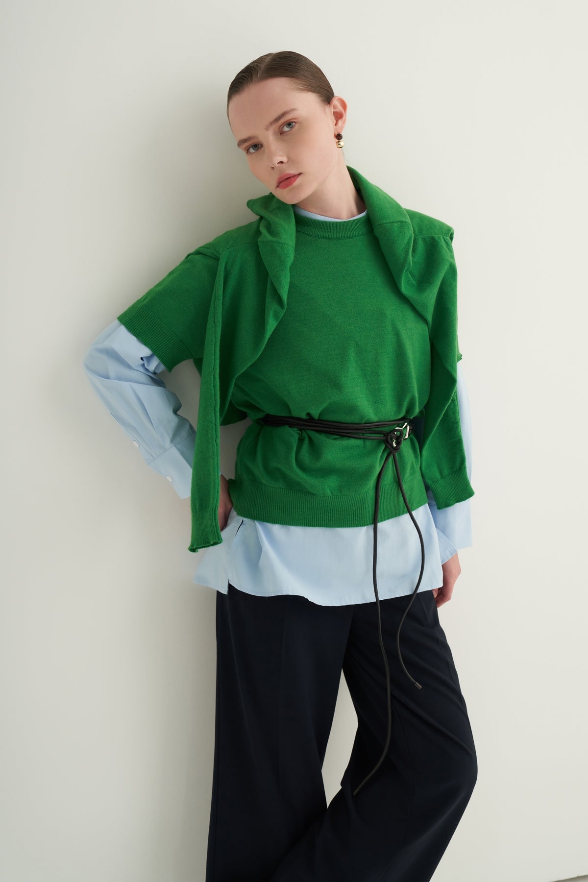 Kadın Viskon Triko Tişörtlü Hırka Takım Çimen Yeşili