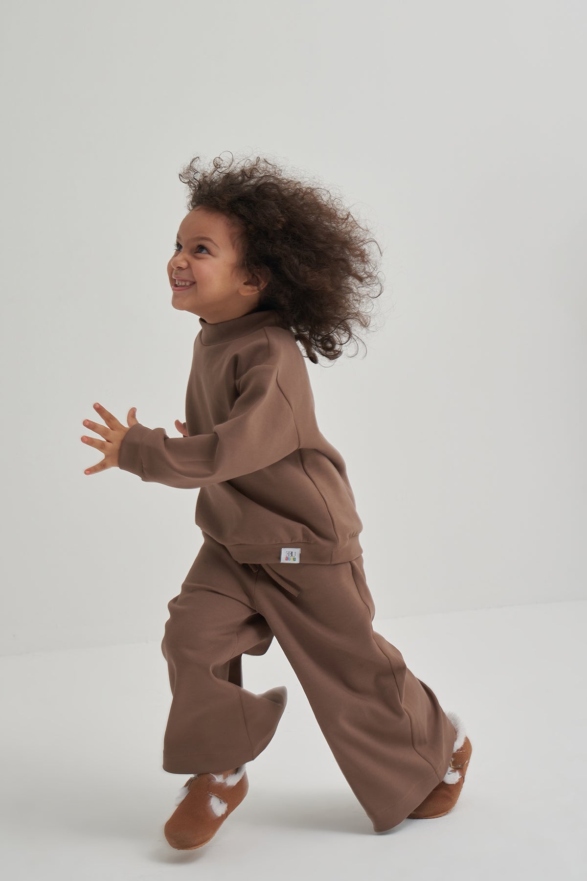 Kız Çocuk İnterlok Rahat Kesim ikili Takım Kahve