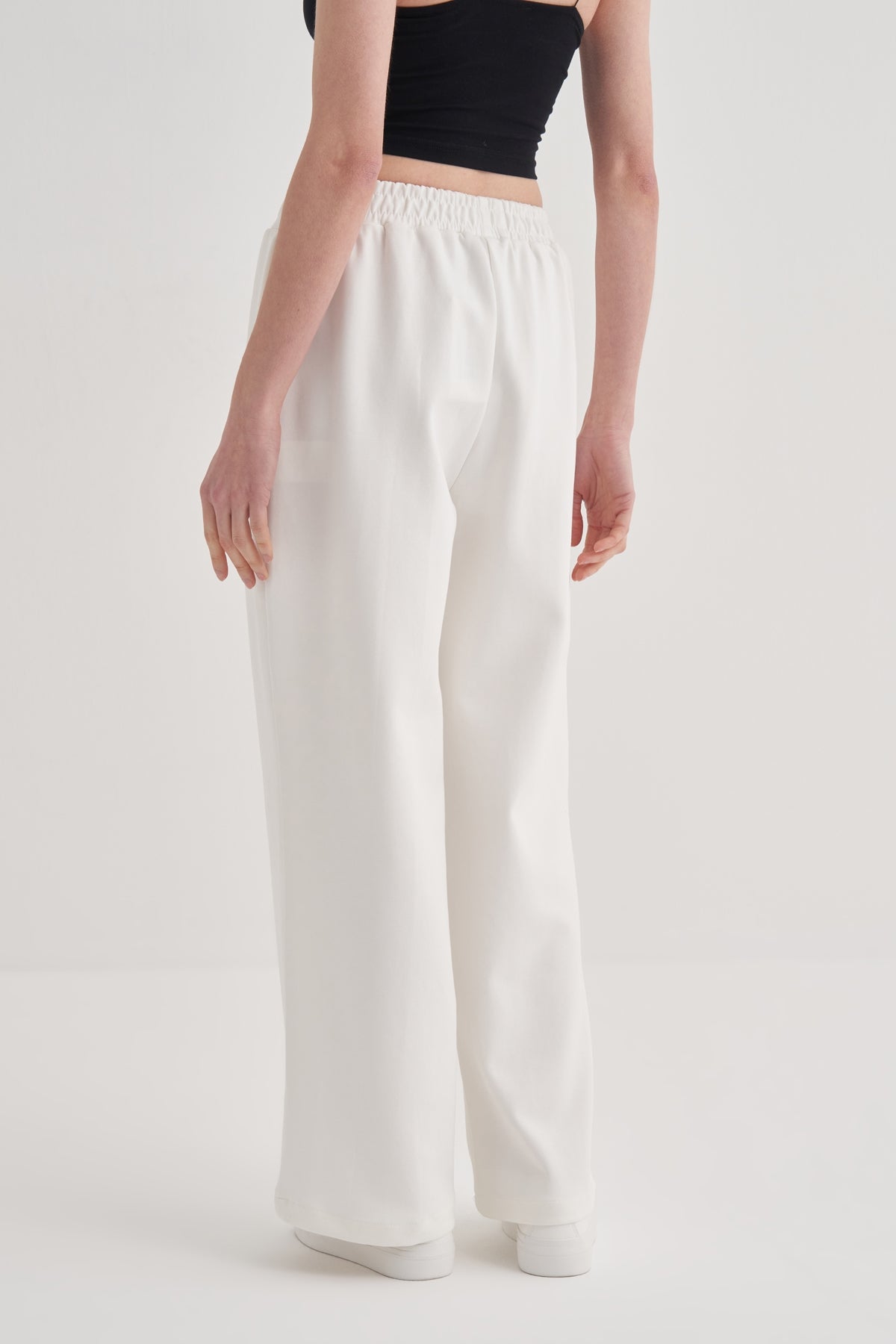 Kadın İnterlok Palazzo Pantolon Ekru