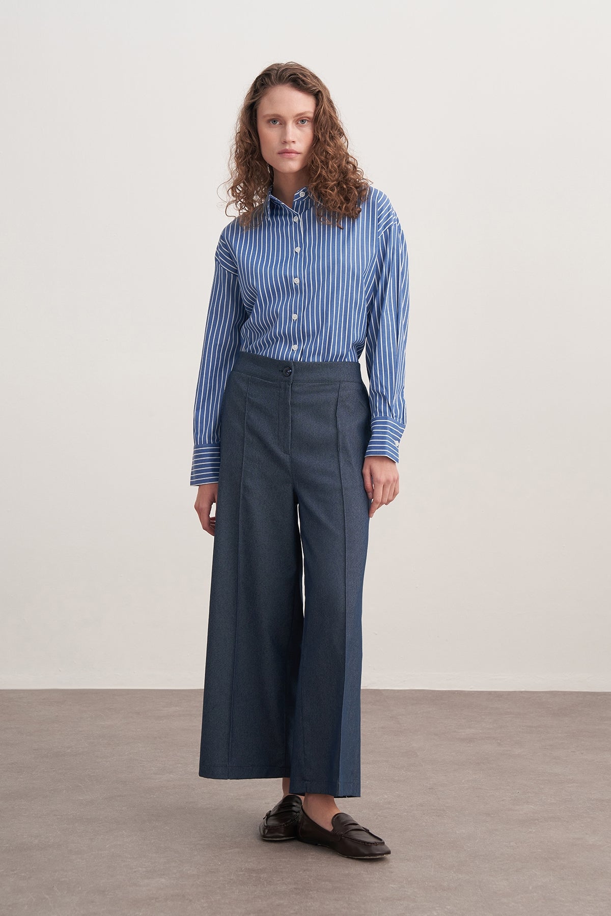 Kadın Gabardin Culotte Pantolon Kot Mavisi