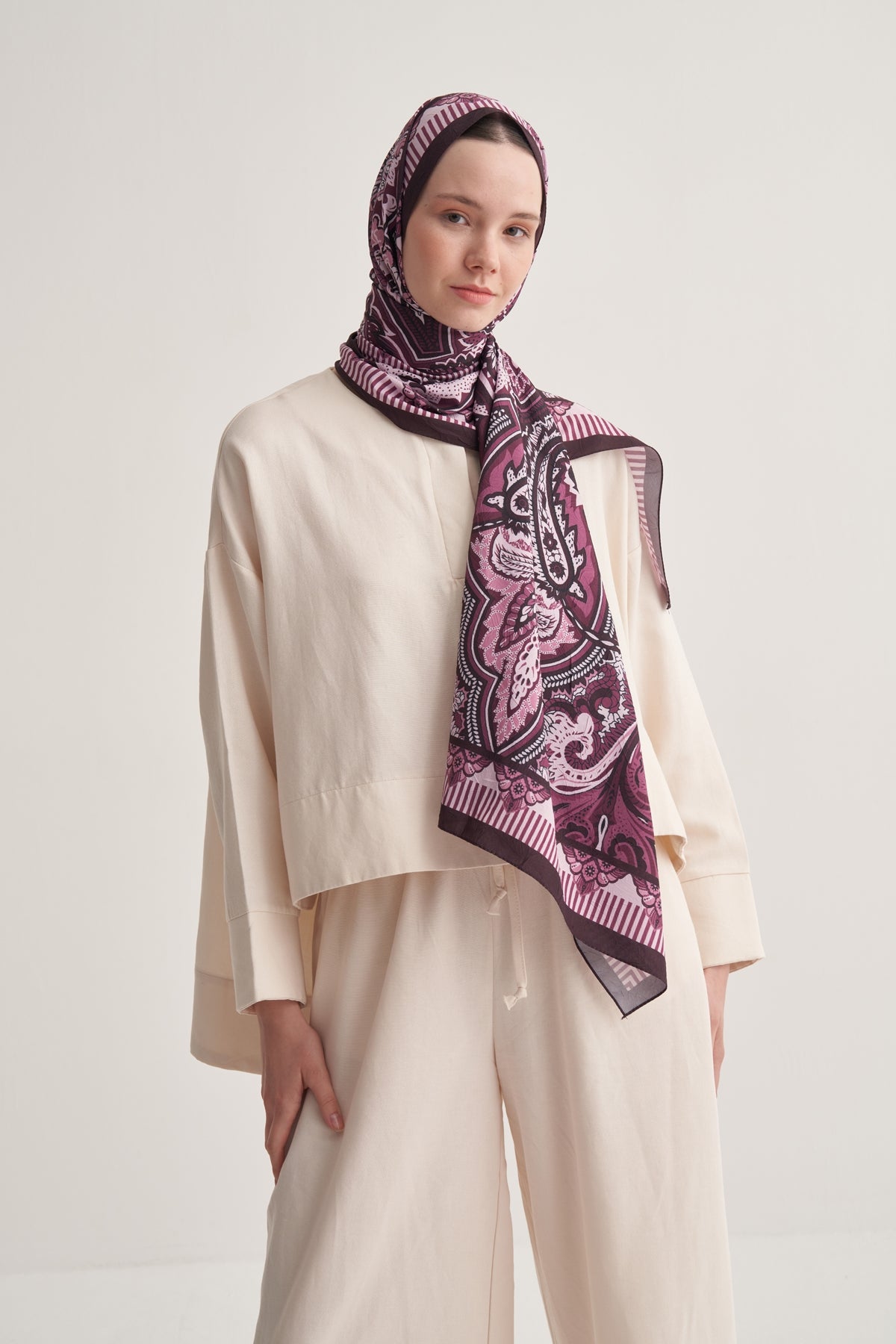 Kadın Crush İris Desen Şal Bordo