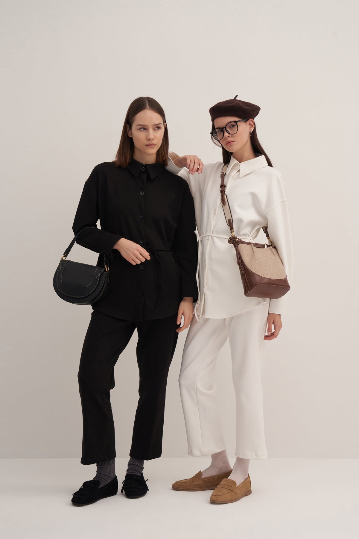 Kadın İnterlok Basic Gömlek Ekru