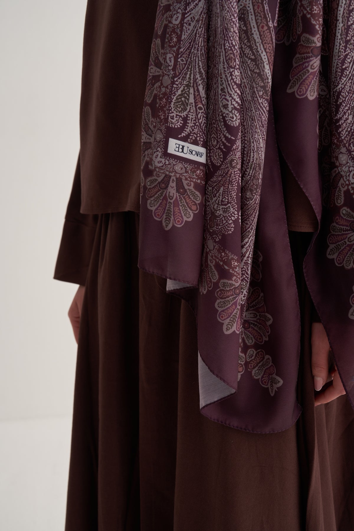 Kadın İpeksi Lotus Desen Şal Bordo