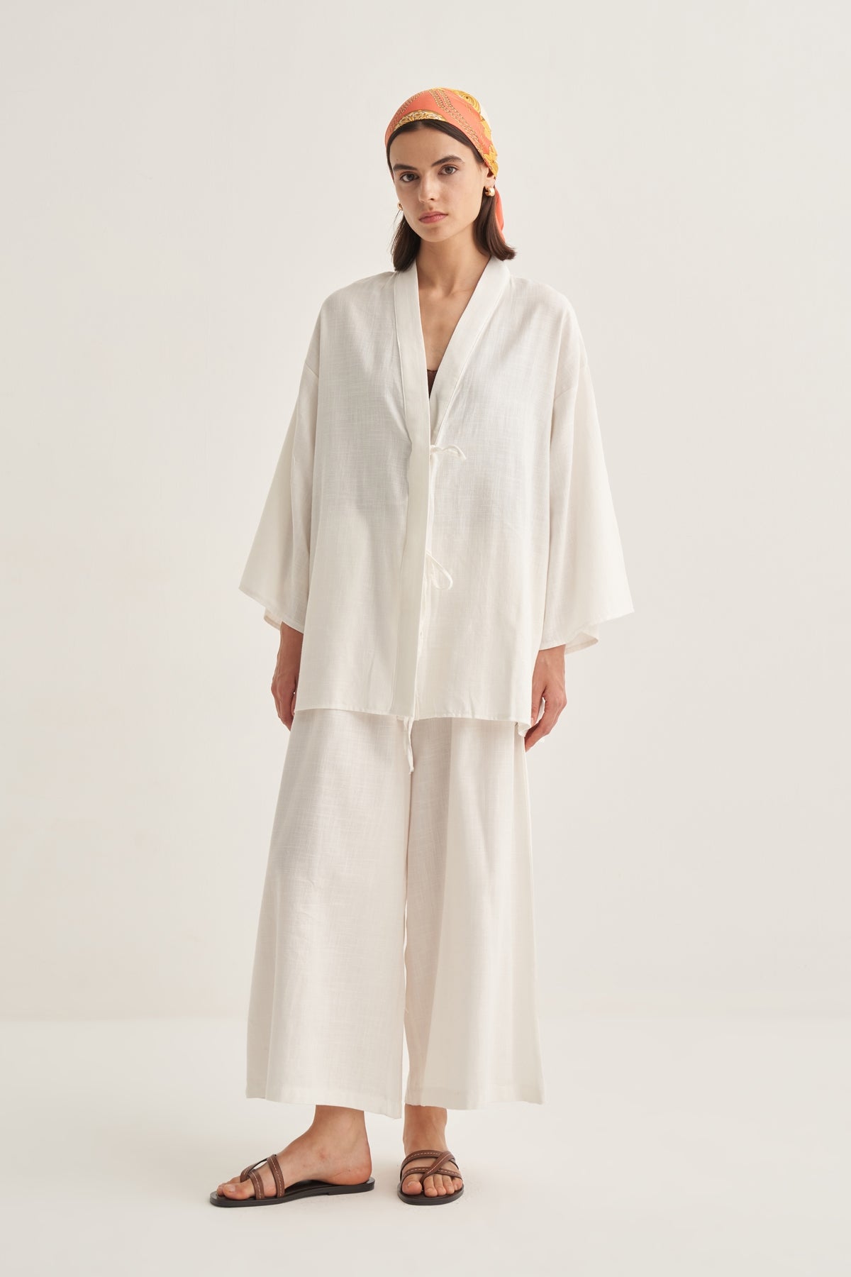 Kadın Organik Pamuklu Oversize Kimono Ekru