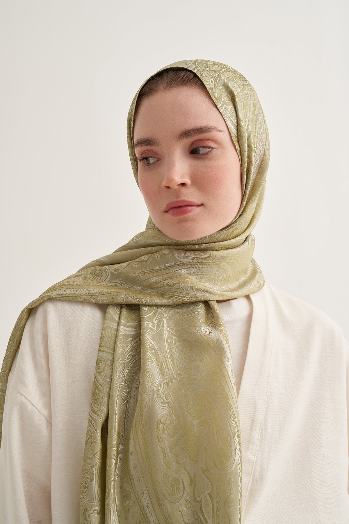 Kadın İpeksi Jakar Şal Yeşil